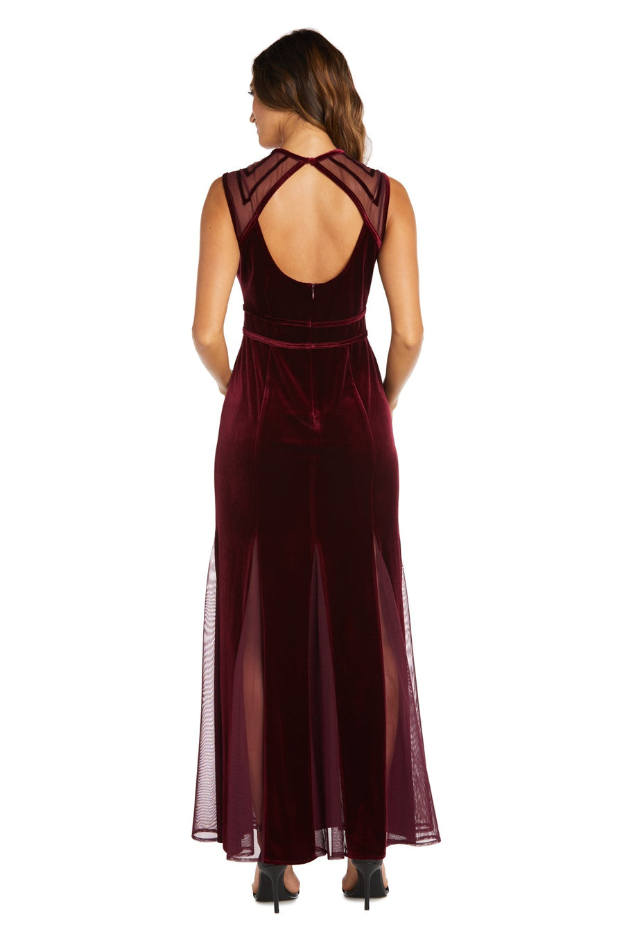 Formal Dresses Fitted Velvet Long Formal Petite Dress  Burgundy