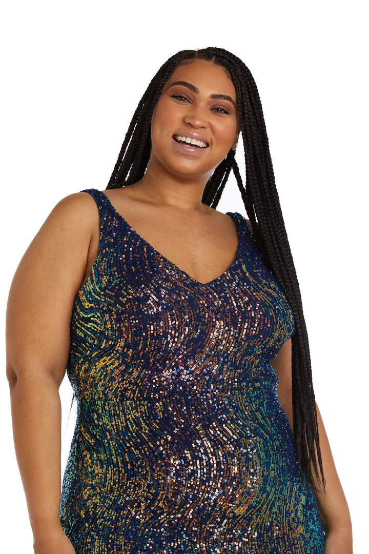 Plus Size Dresses Long Evening Seqiun Formal Dress Navy/Rainbow