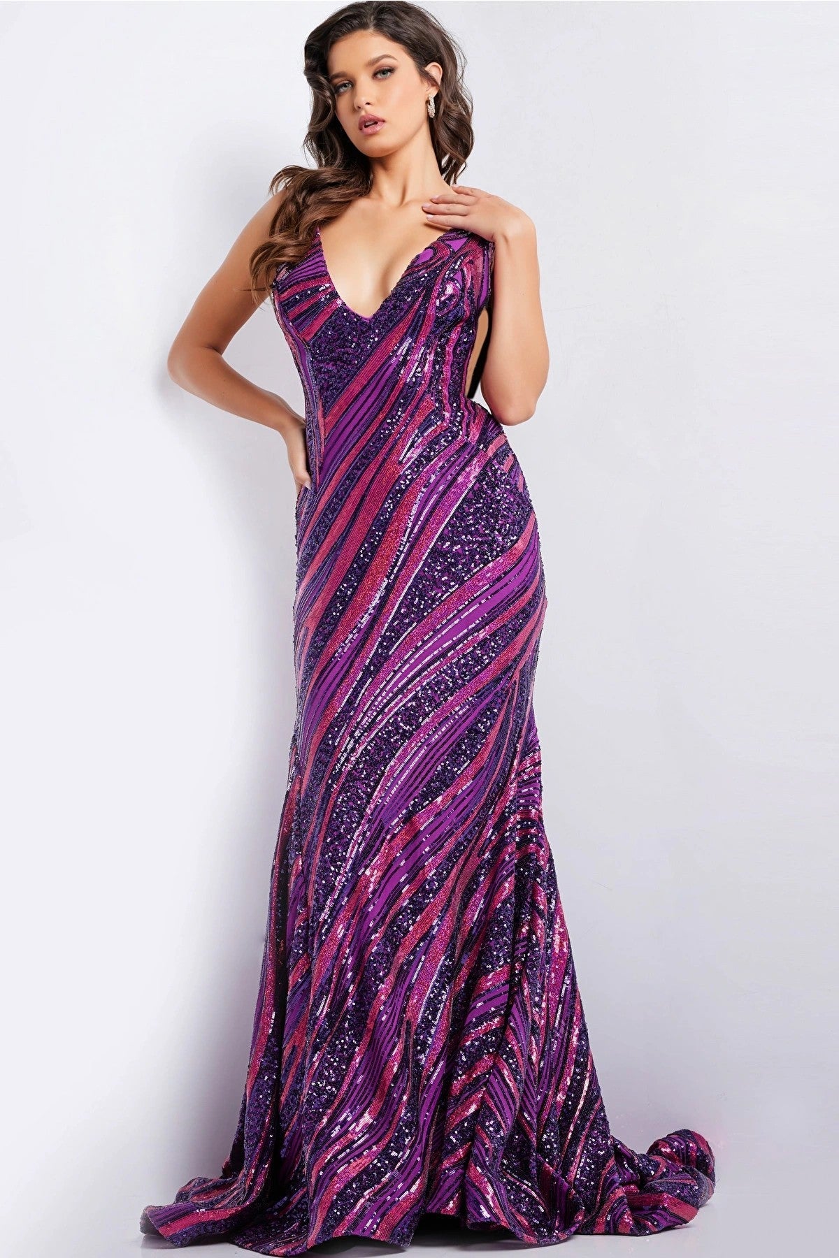 Prom Dresses Long Sleeveless Sequin Mermaid Prom Dress Purple/Fuchsia