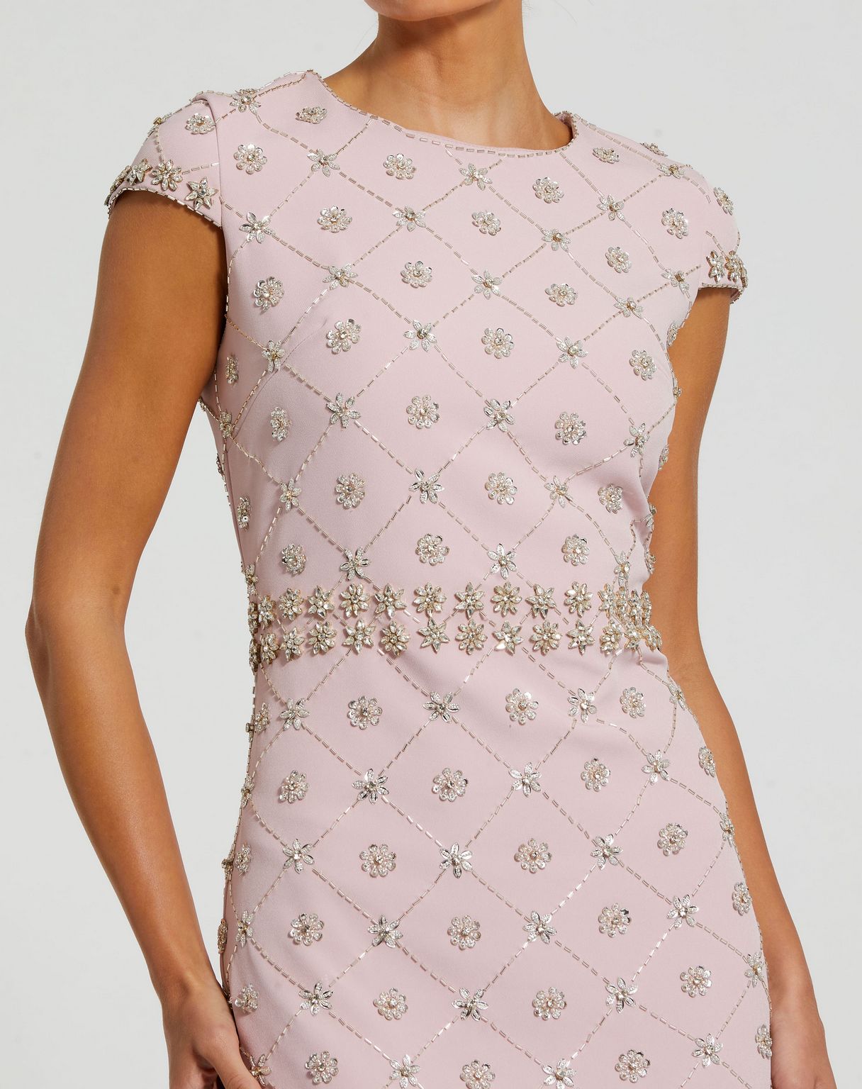 Cocktail Dresses Short Floral Beaded Cocktail Dress Mauve