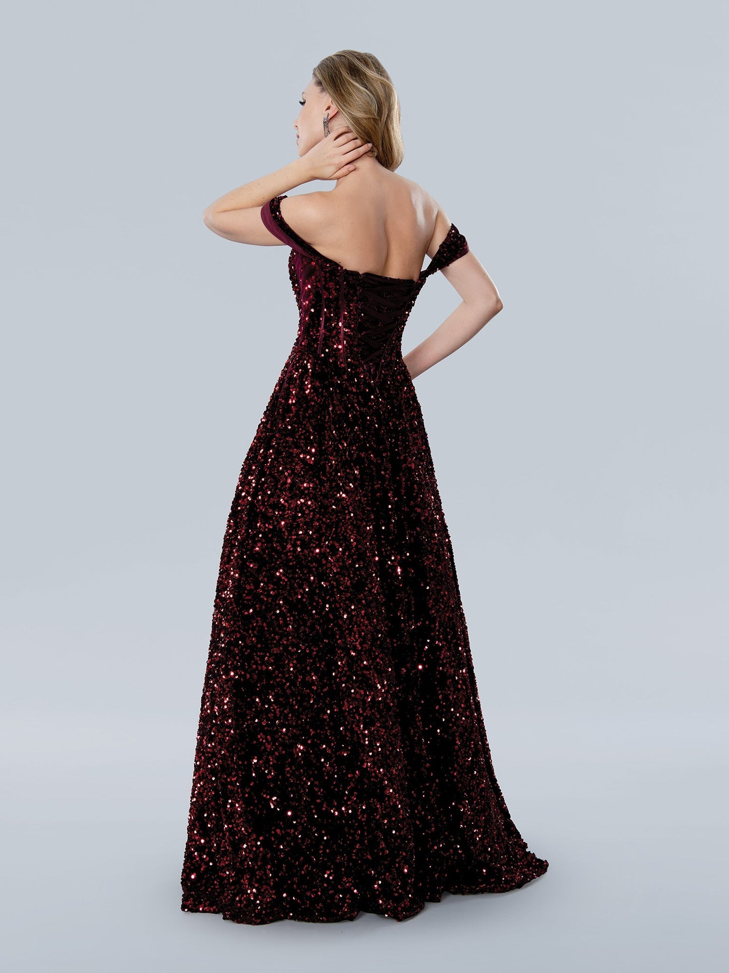 Prom Dresses A Line Long Formal Sequin Prom Dress Burgundy