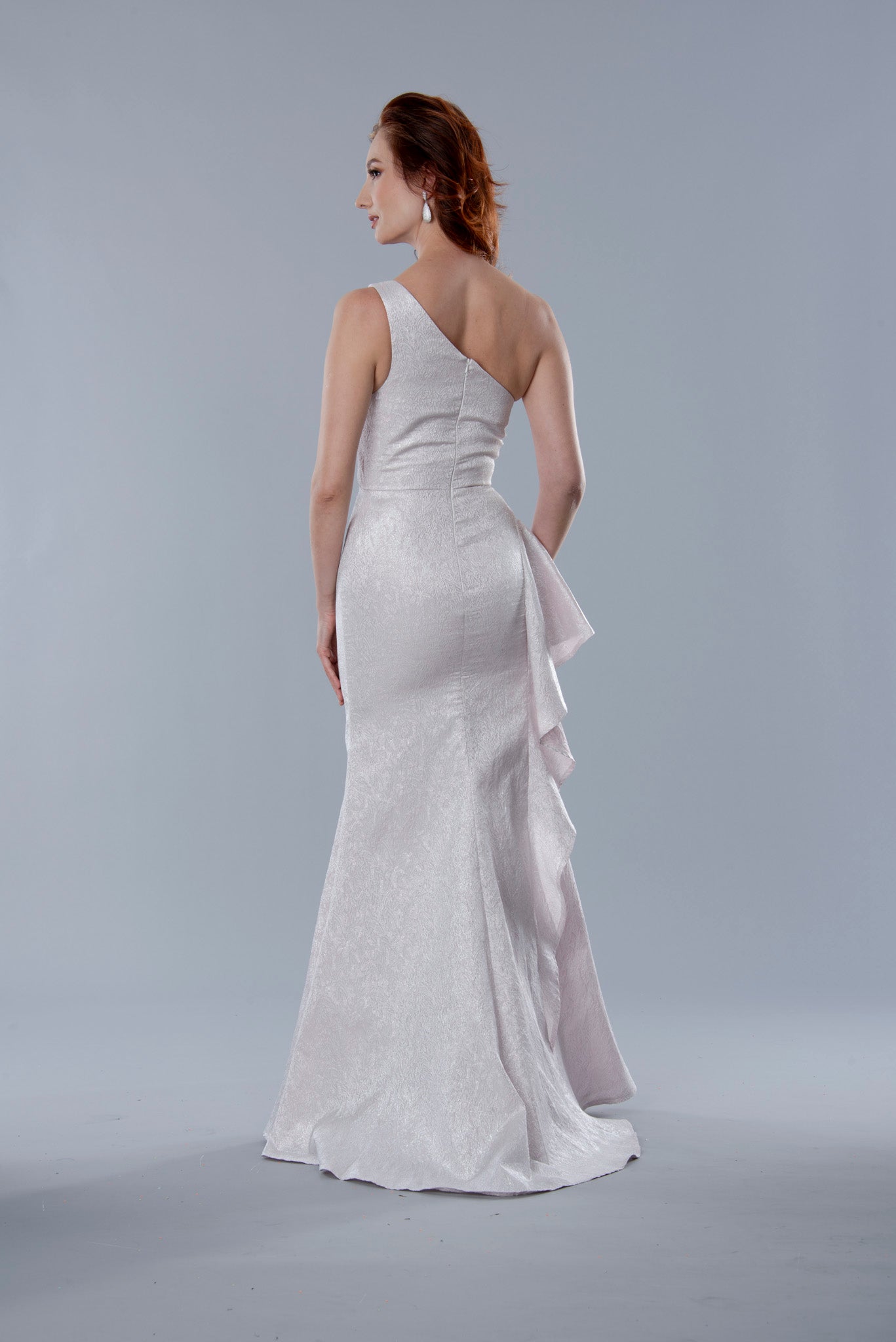 Formal Dresses Long Fitted Ruffle Slit Formal Evening Dress Rose