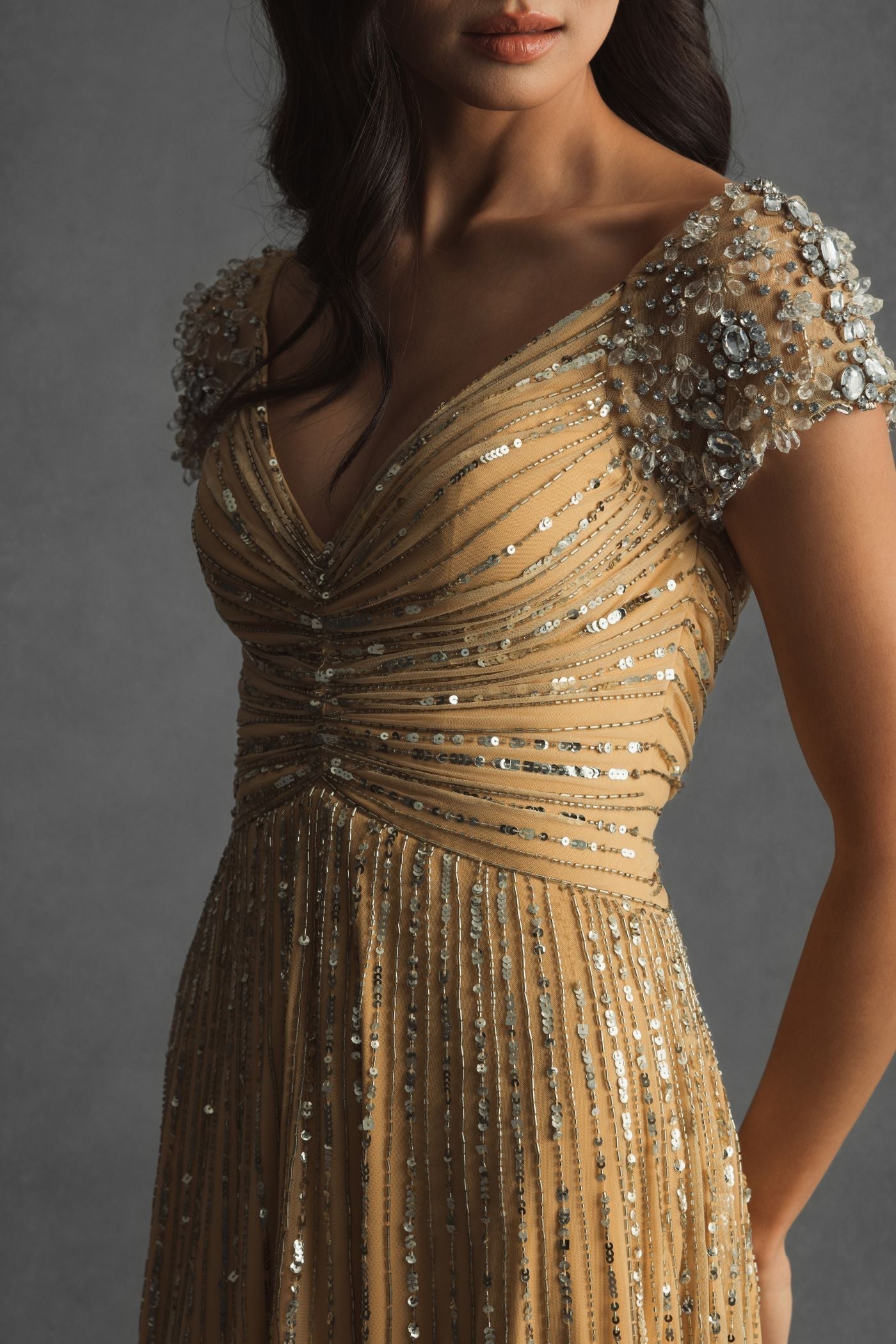 Formal Dresses Long Beaded Formal Evening Sequin Dress Gold
