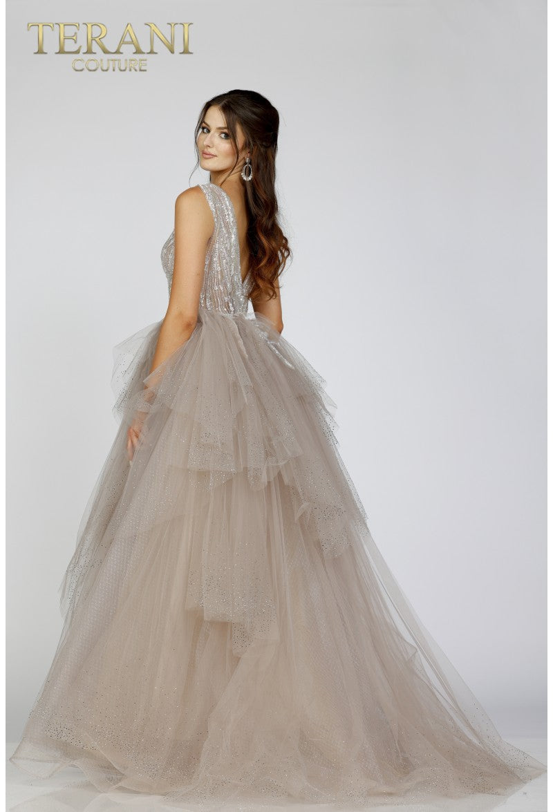 Prom Dresses Long Glitter Layered Prom Formal A Line Dress Mauve