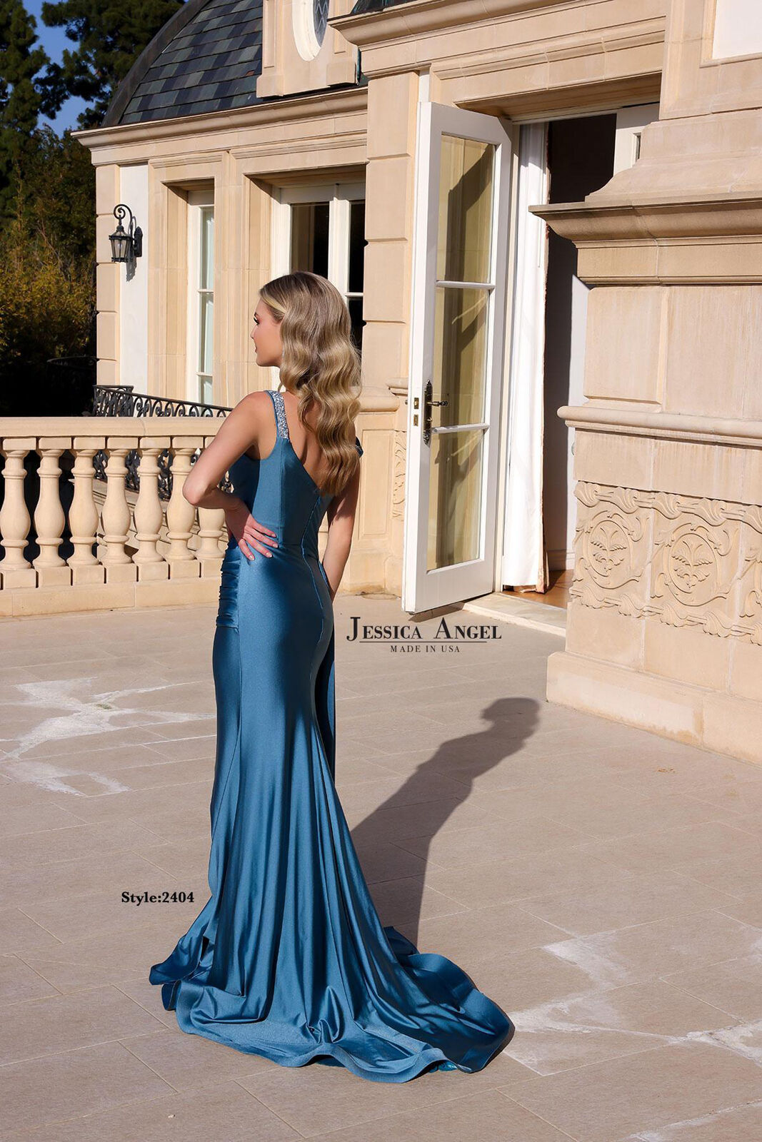 Prom Dresses Beaded Formal Long Slit Prom Dress Rust Aqua Blue