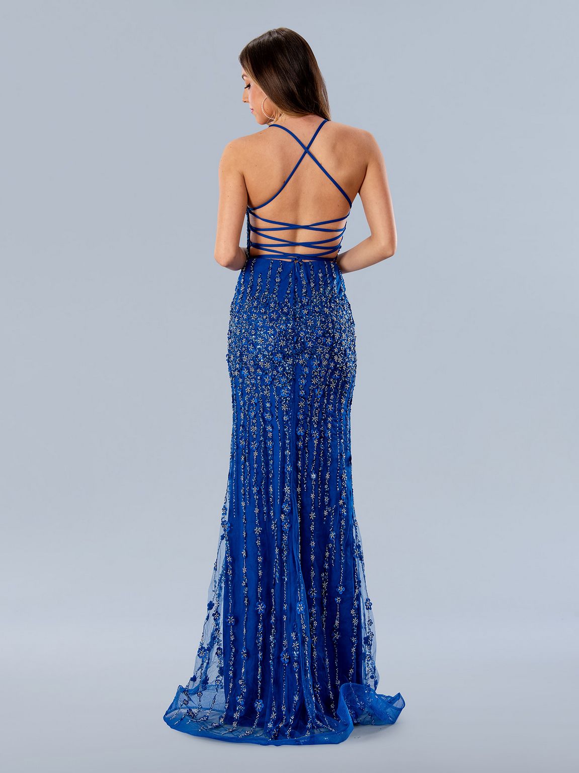 Prom Dresses Formal Long Prom Floral Sequin Dress Royal