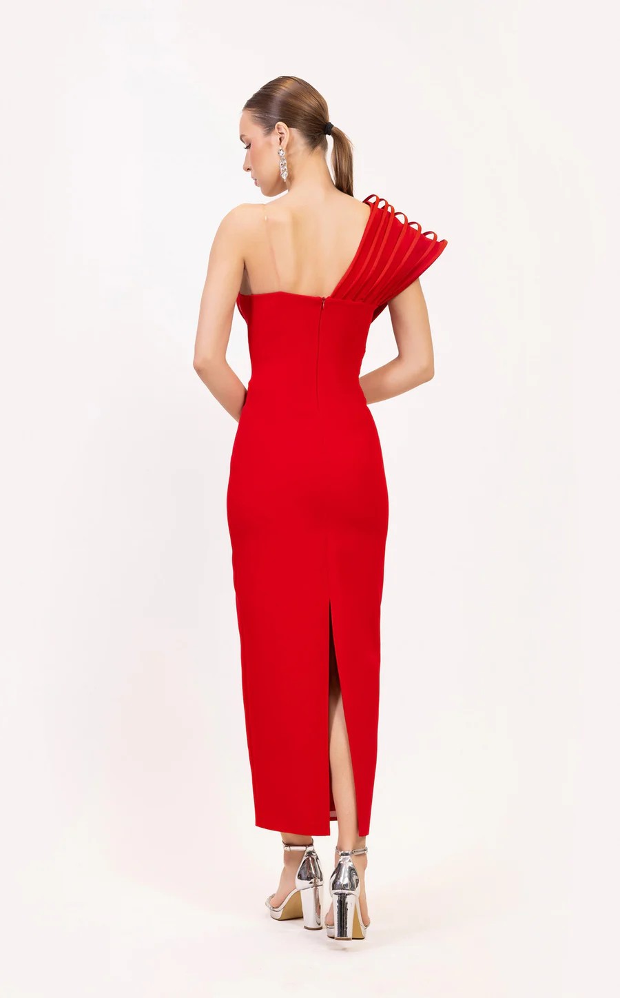 Prom Dresses Fitted Long Formal Tea Length Prom Dress Red