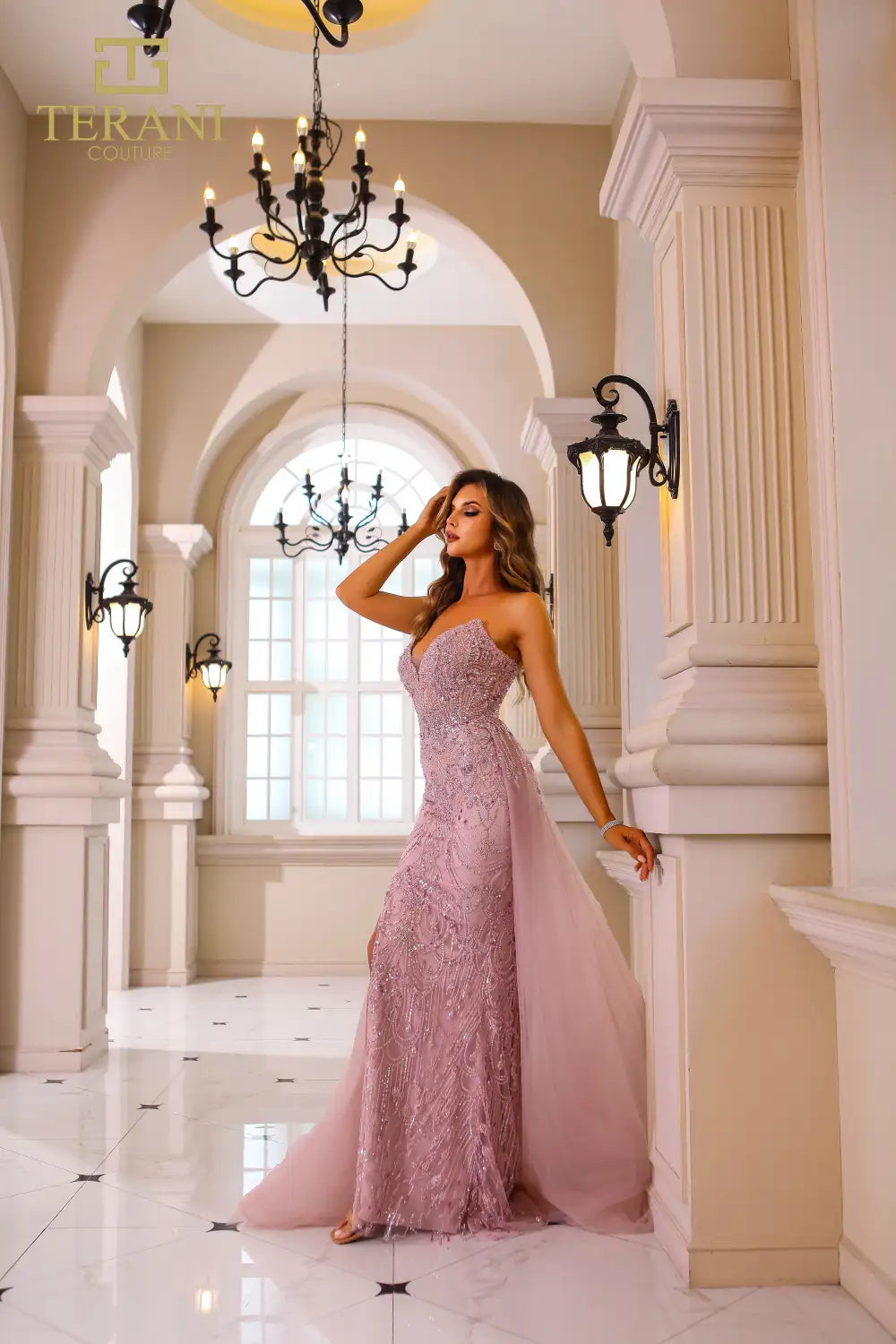 Prom Dresses Fitted Long Formal Beaded Prom Dress Blush