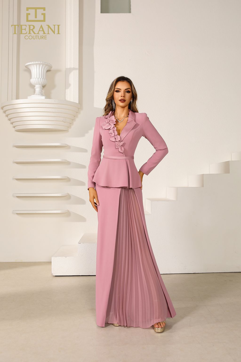 Mother of the Bride Dresses Pleated Long Formal Mother of the Bride A Line Dress Dusty Rose