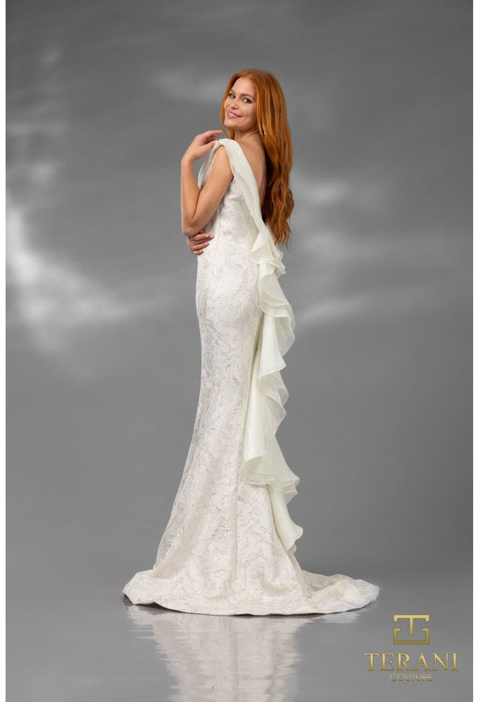 Formal Dresses Long Formal Feather Ruffle Evening Dress Peach Gold