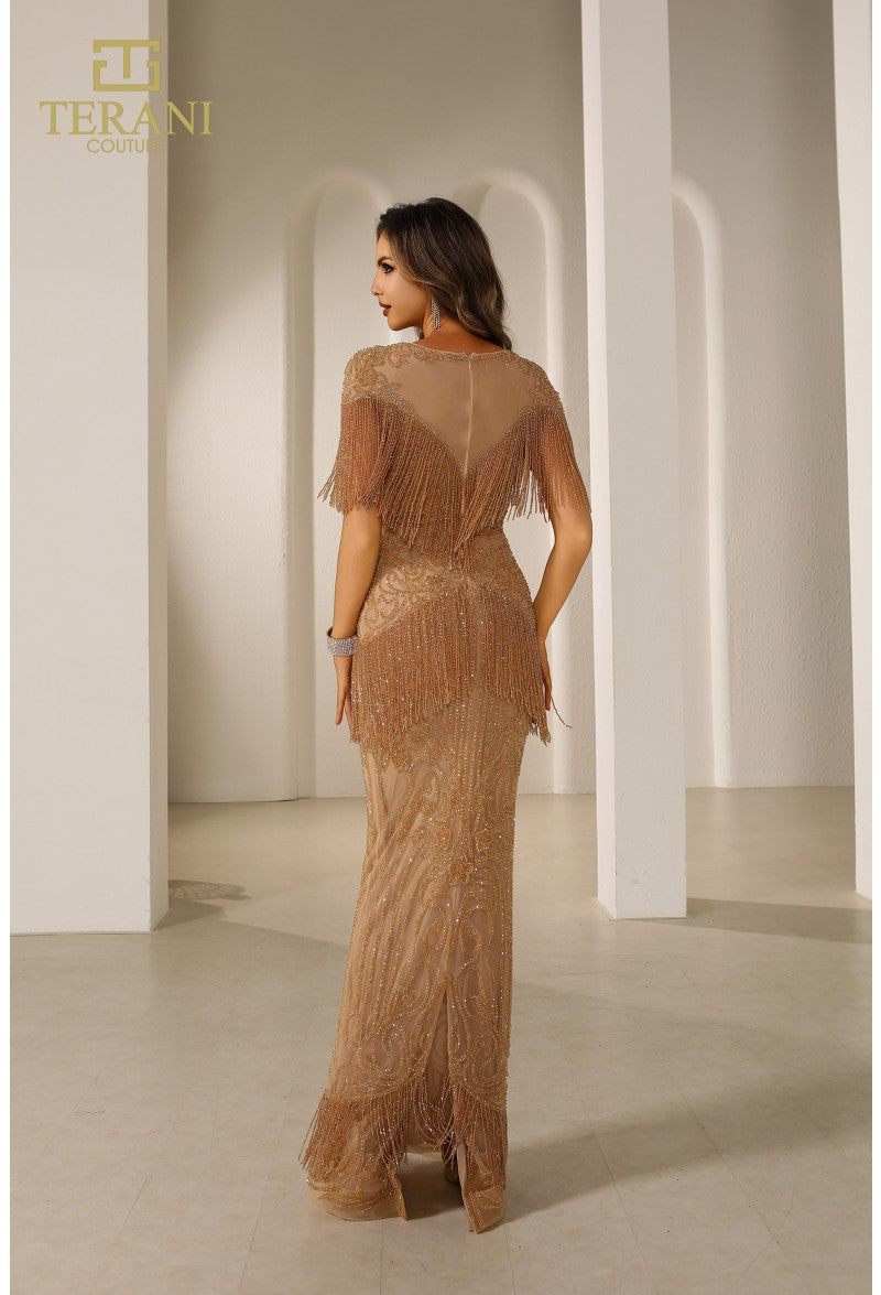Formal Dresses Long formal Fitted Evening Dress Gold