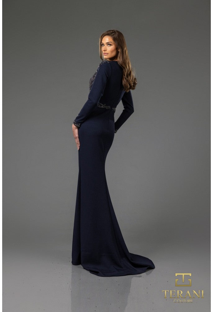 Mother of the bride Dresses Long Sleeve Formal Mother of the Bride Evening Dress Navy