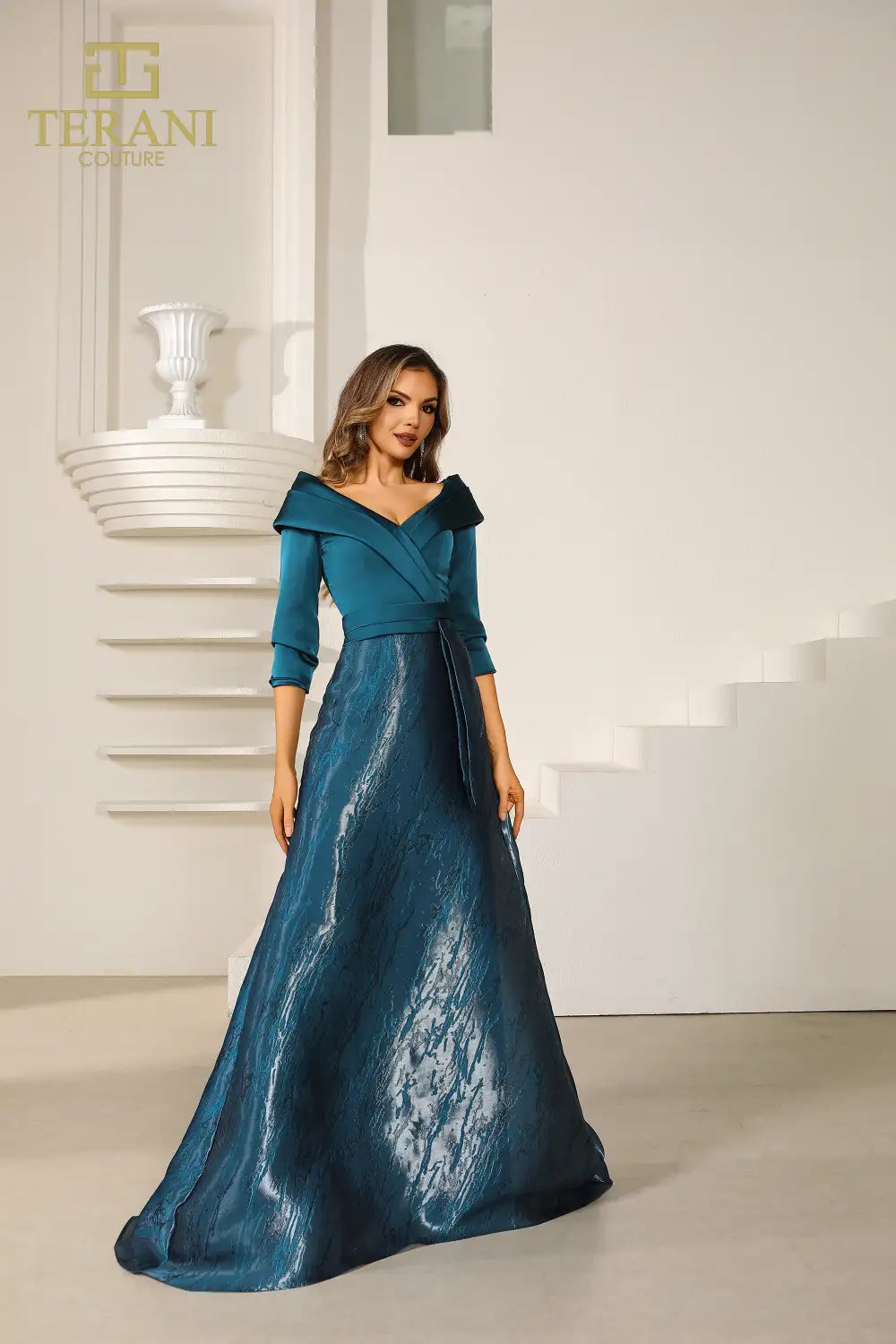 Formal Dresses Pleated Long Formal A Line Evening Dress Blue