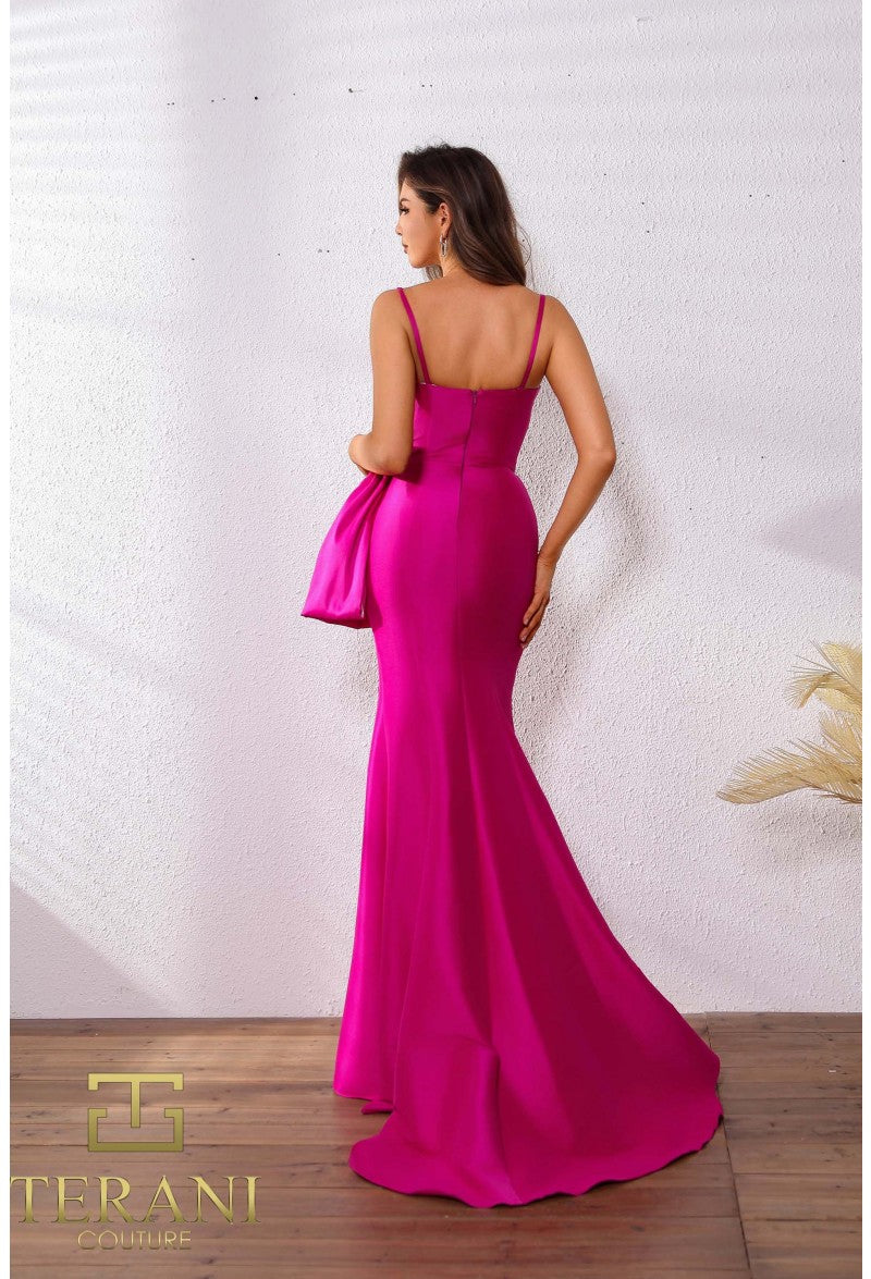 Prom Dresses Prom Long Fitted Slit Evening Formal Dres Fuchsia White