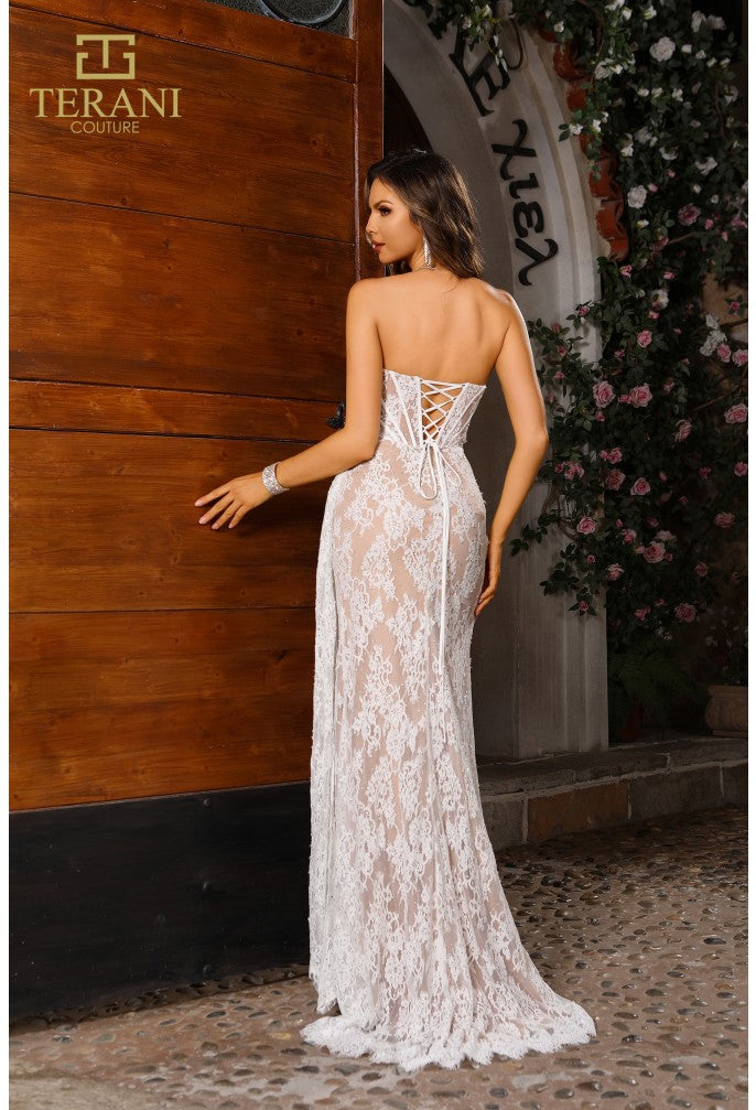 فستان سهرة رسمي طويل من الدانتيل من Terani Couture 251P4008