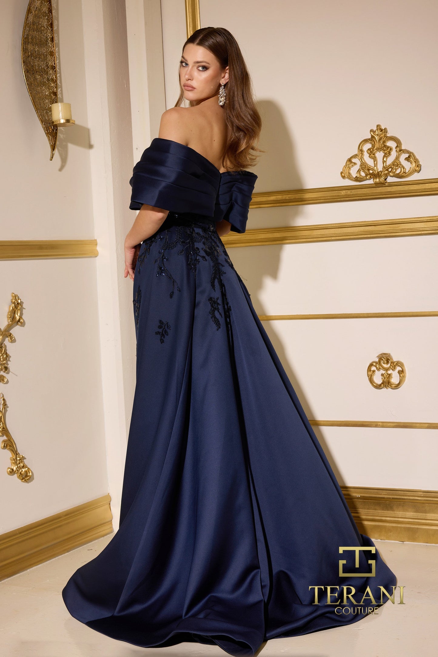 Prom Dresses Long Formal Overskirt Evening Dress Dark Navy