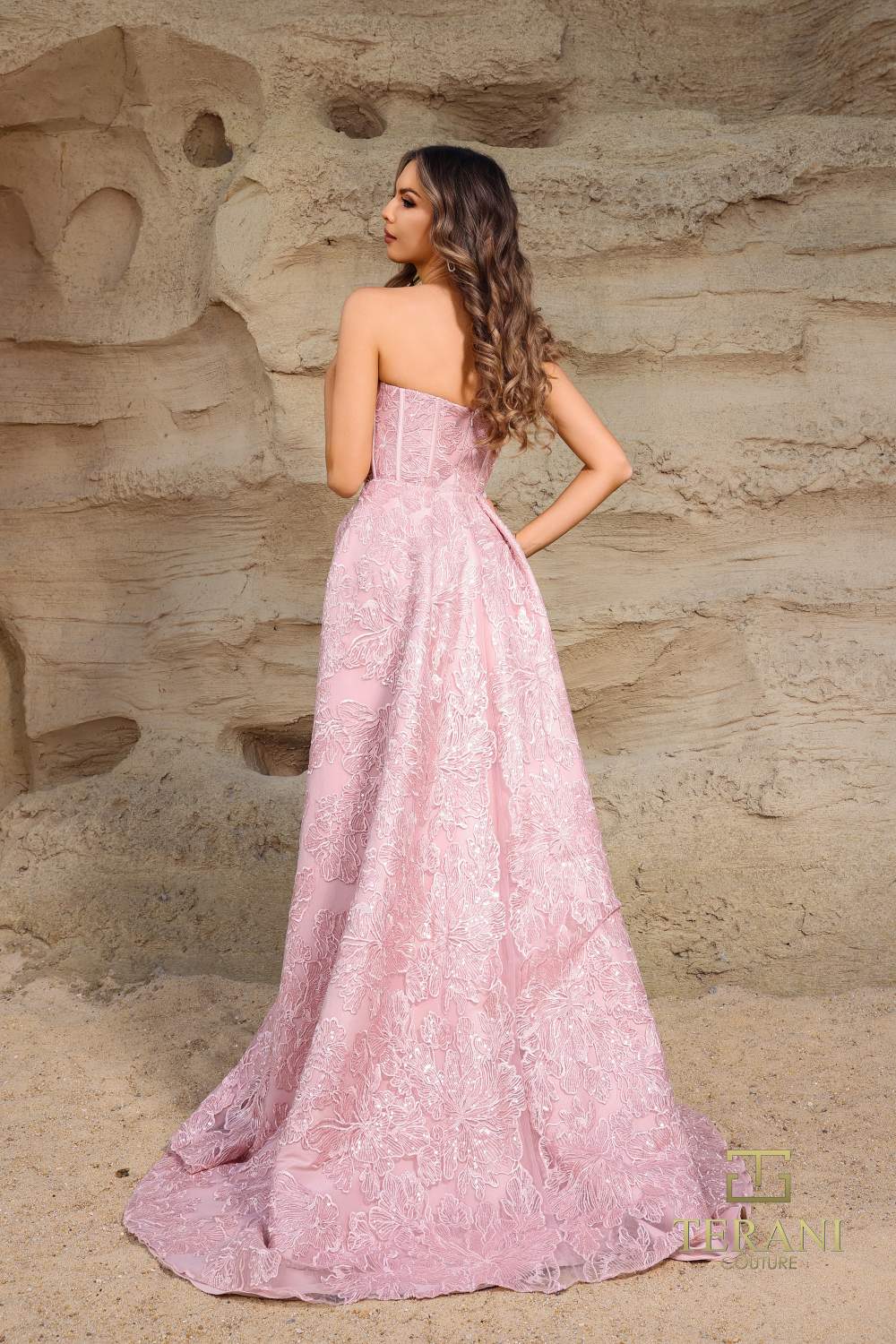 Prom Dresses Long Fitted Formal Overskirt Evening Prom Dress Rose