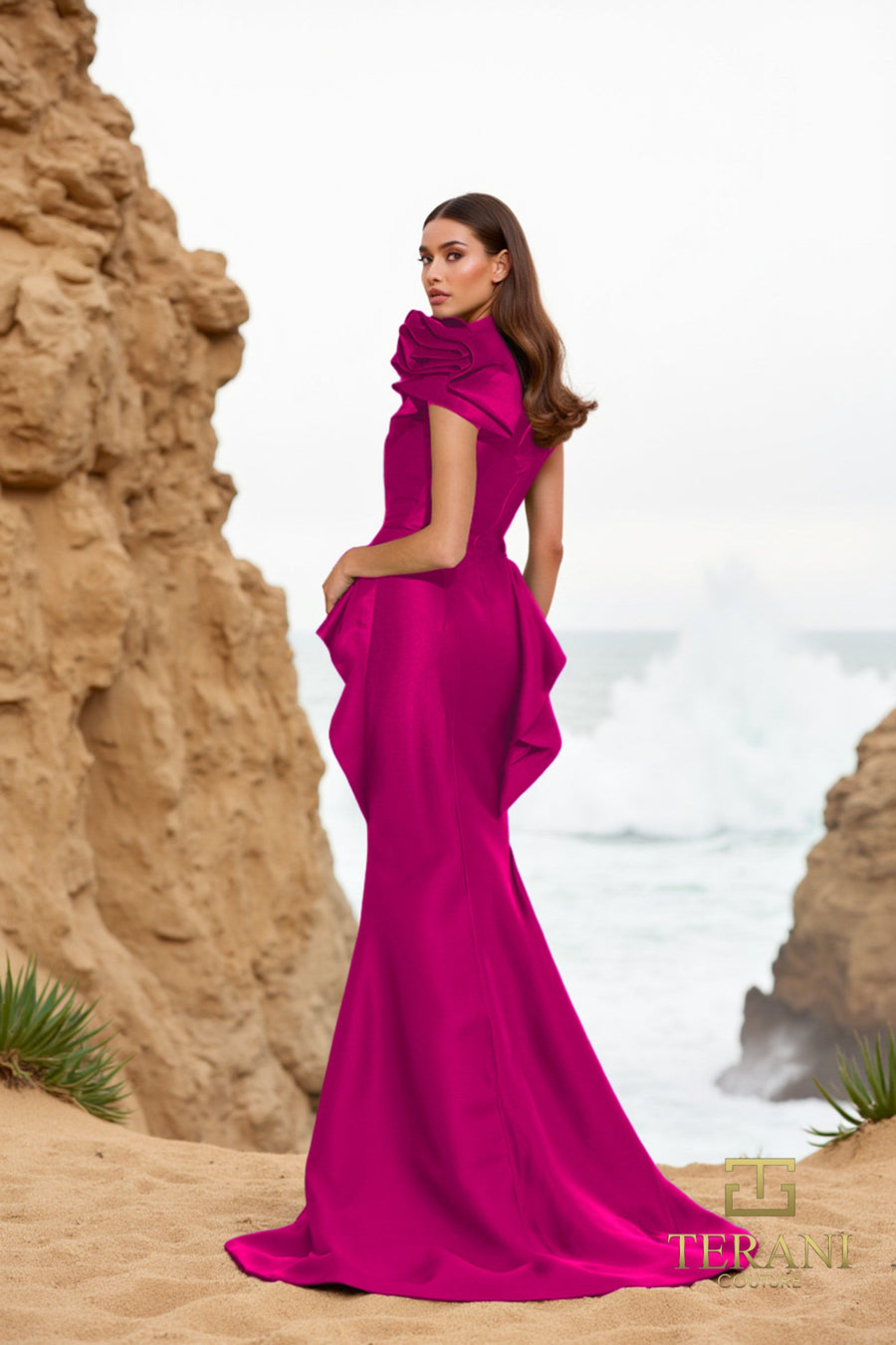 Formal Dresses Long Fitted Formal Peplum Evening Dress Fuchsia