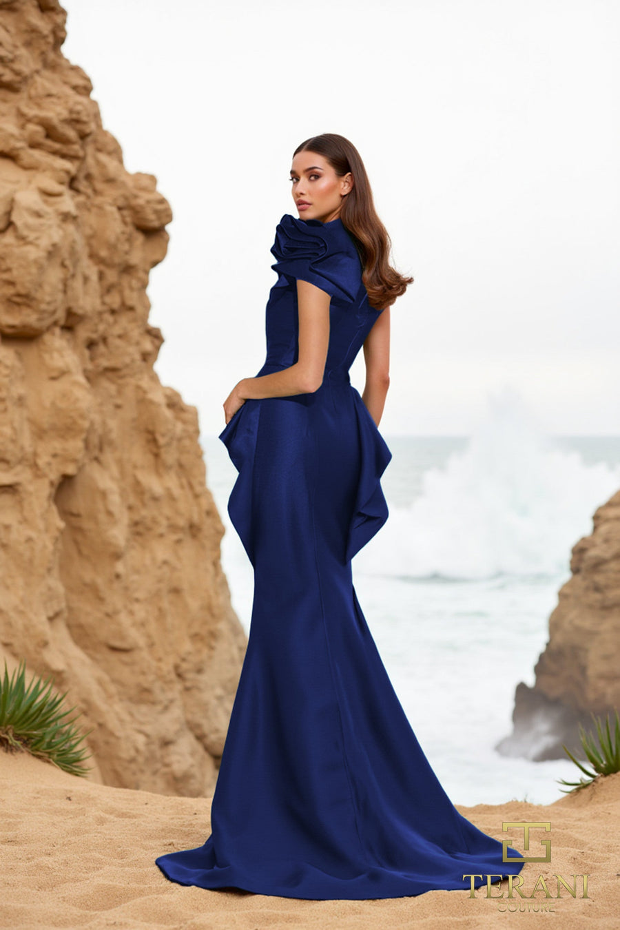 Formal Dresses Long Fitted Formal Peplum Evening Dress Navy