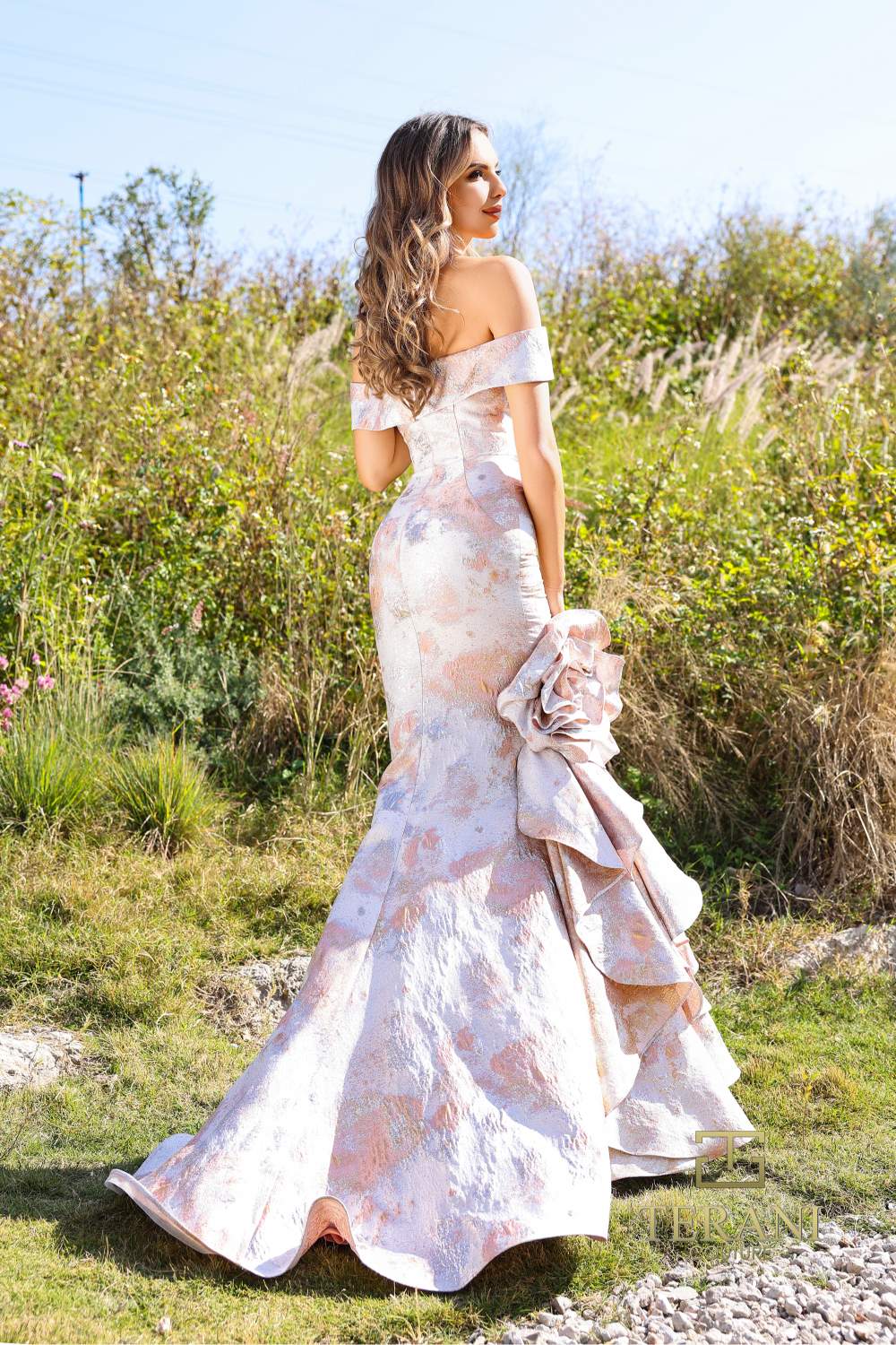 Formal Dresses Long Mermaid Formal Metallic Evening Dress Blush Gold