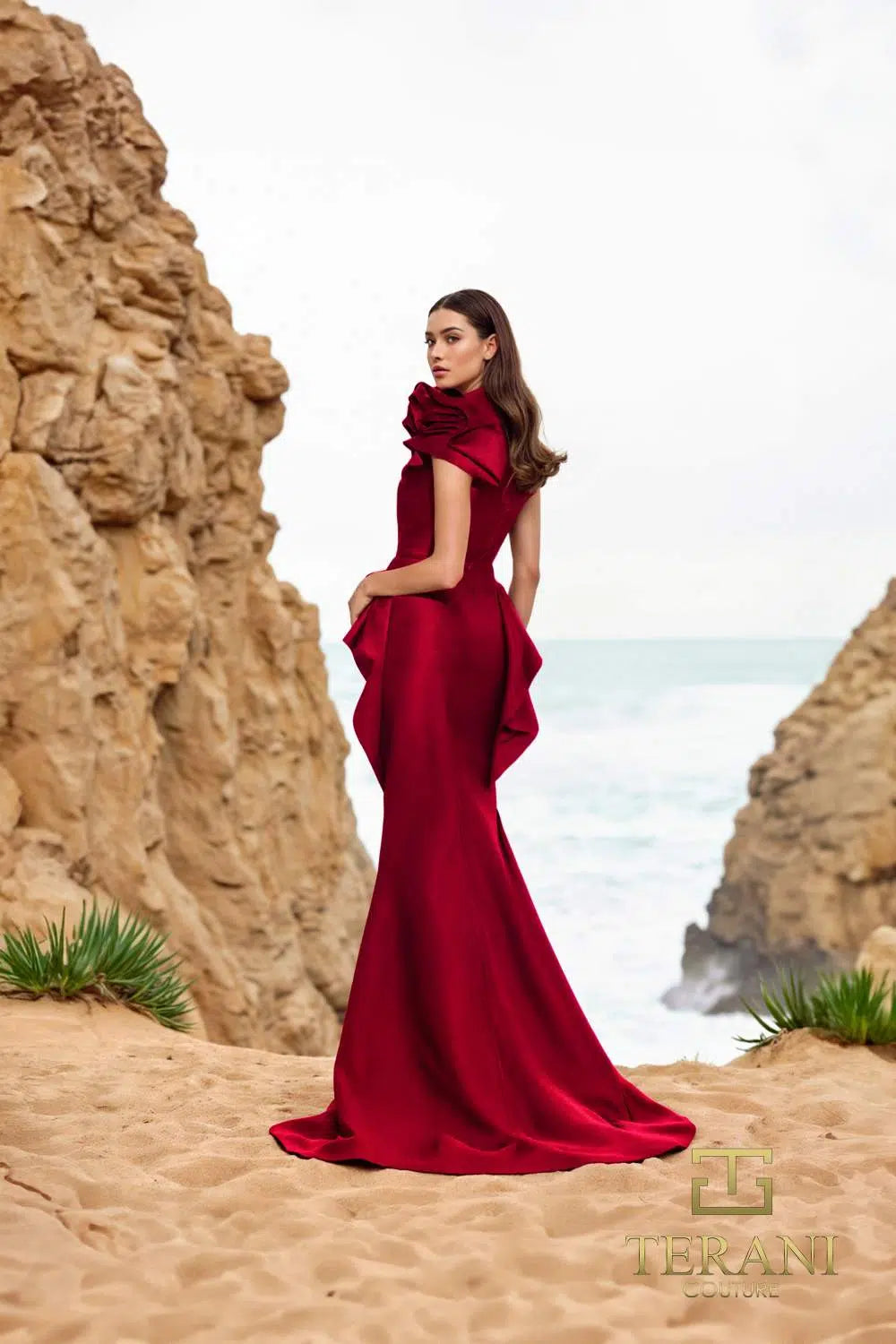 Formal Dresses Long Fitted Formal Peplum Evening Dress Red