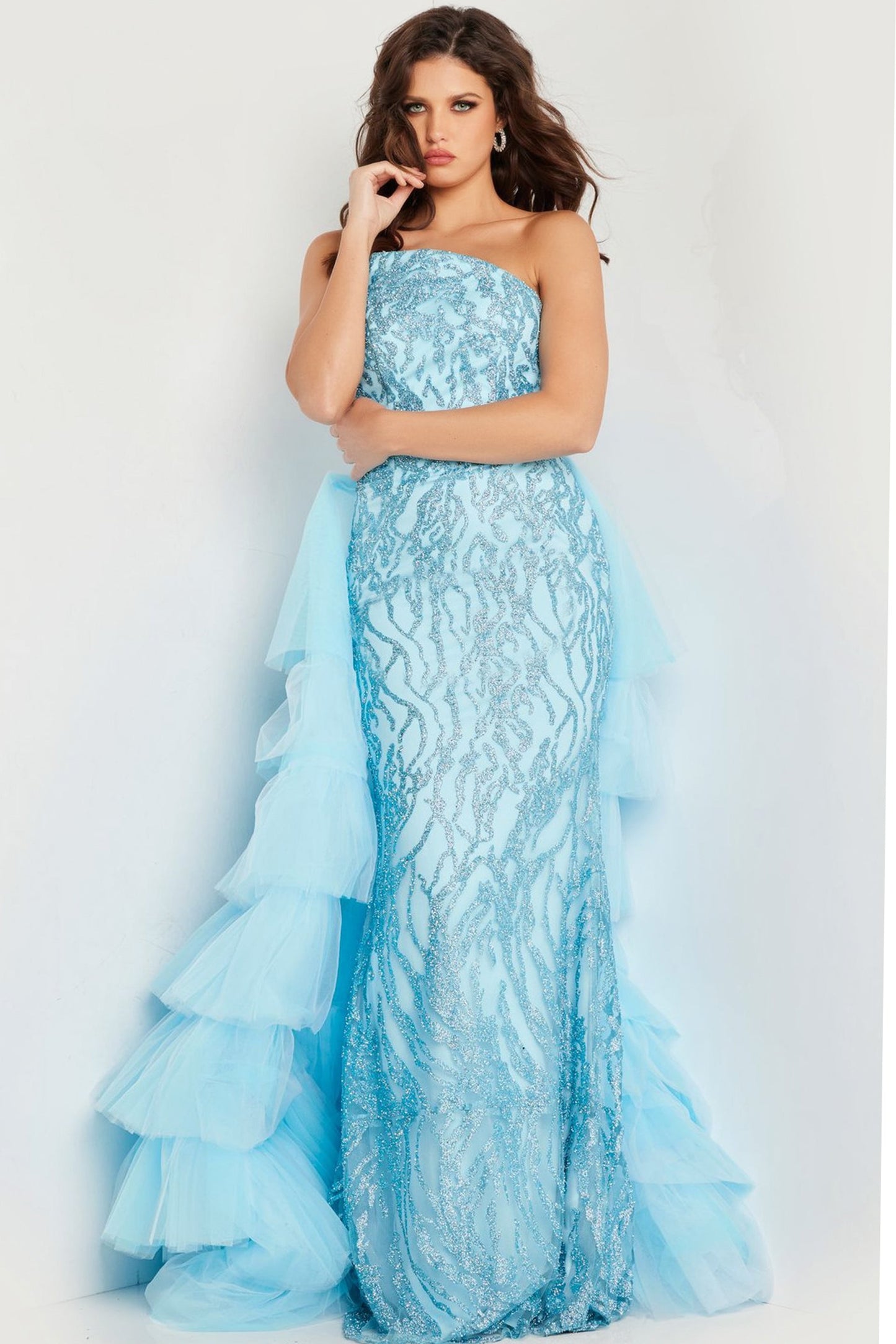 Prom Dresses Layered Overskirt Long Prom Dress Turquoise