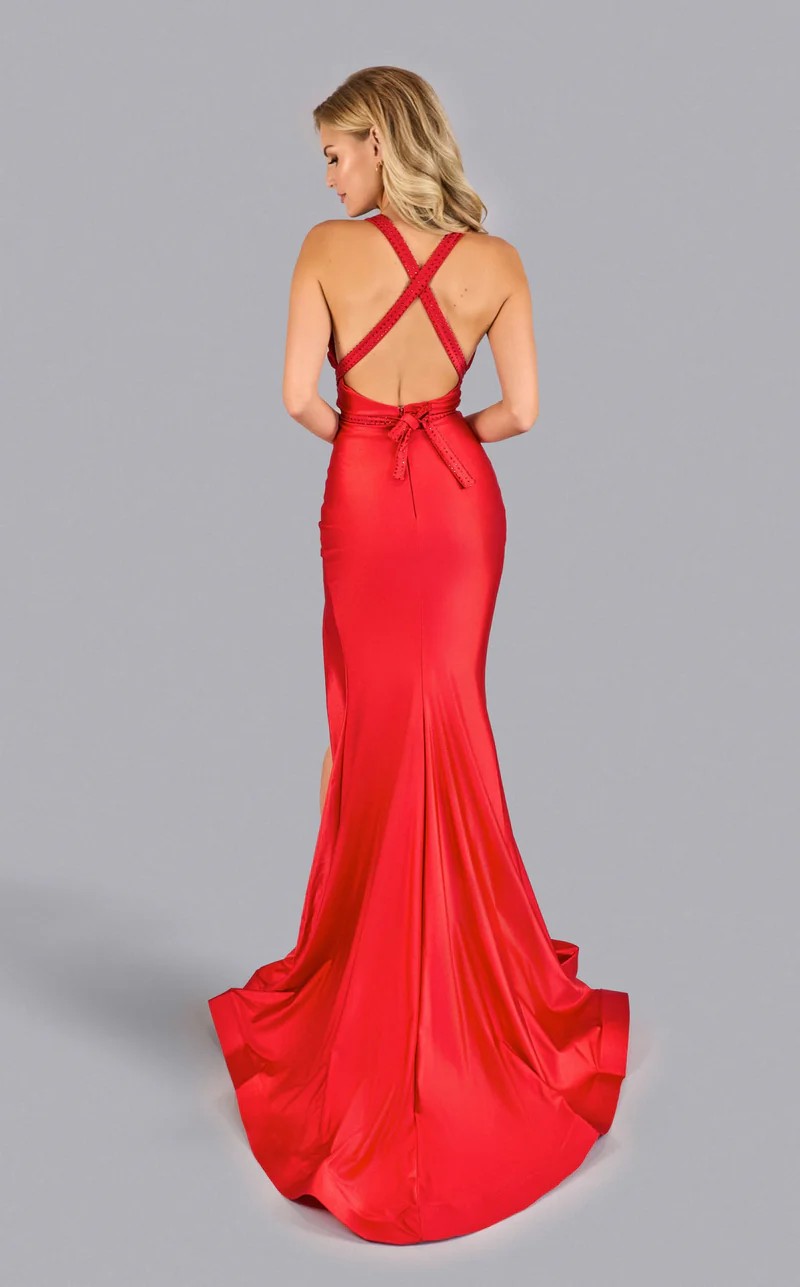 Prom Dresses Formal Long Slit Prom Dress Red