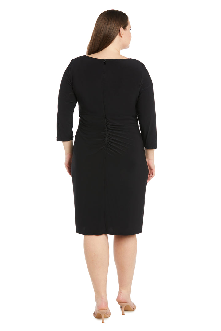 Plus Size Dresses Short Fitted Plus Size Cocktail Knee Length Dress Black
