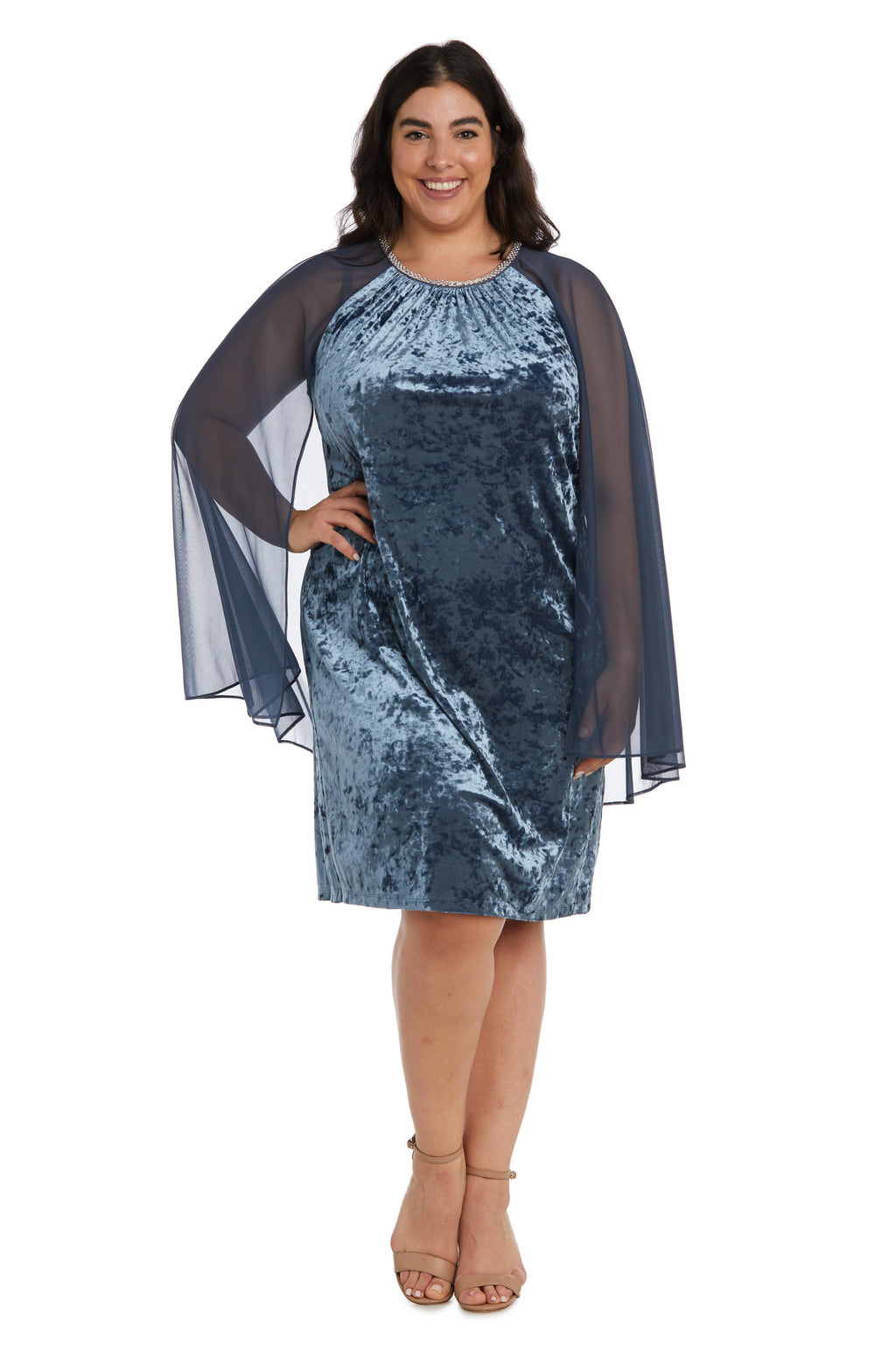 Plus Size Dresses Short Cocktail Plus Size Mother of the Bride Cape Dress Charcoal