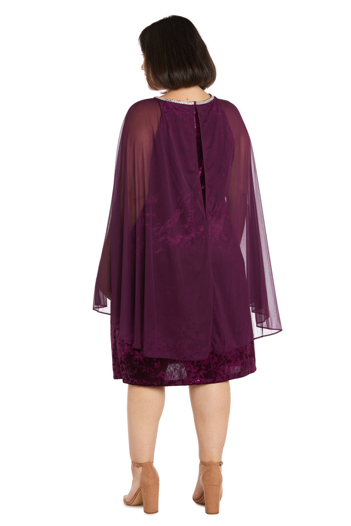 Plus Size Dresses Short Cocktail Plus Size Mother of the Bride Cape Dress Plum
