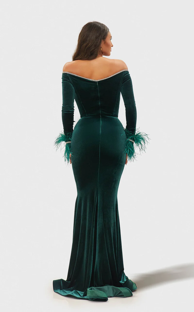 Formal Dresses Long Mermaid Formal Velvet Evening Dress Hunter