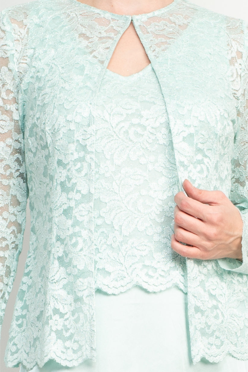 Mother of the Bride Dresses Long Mother of the Bride Lace Jacket Dress MINT