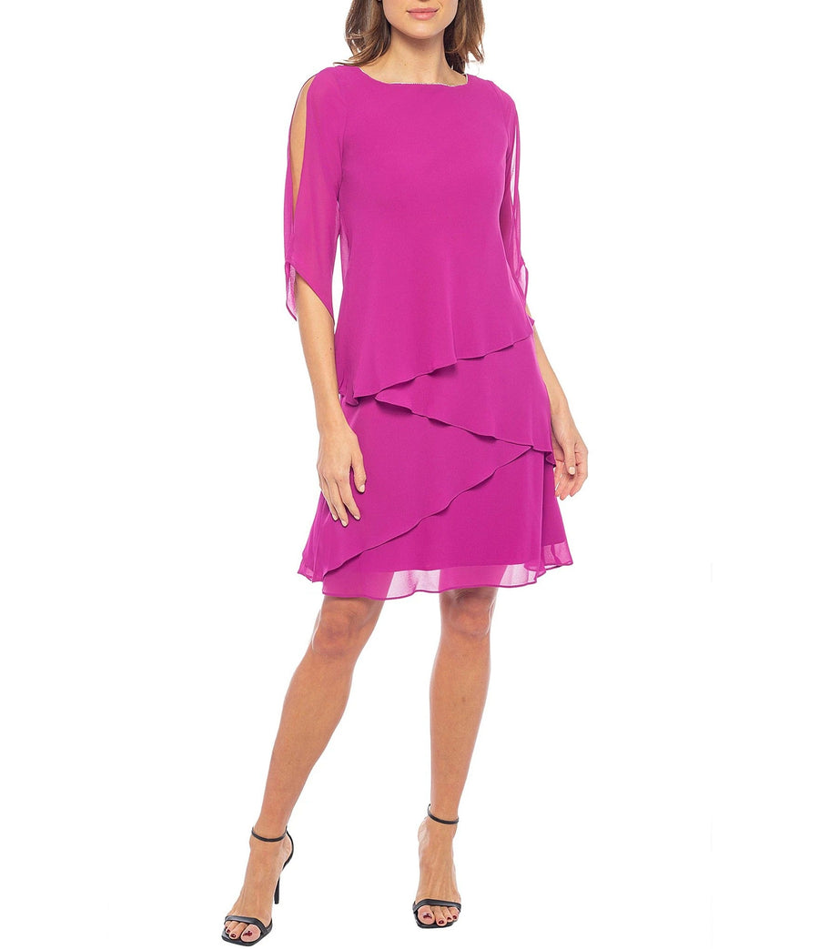 Cocktail Dresses A Line Short Cocktail Tiered Dress Fuchsia