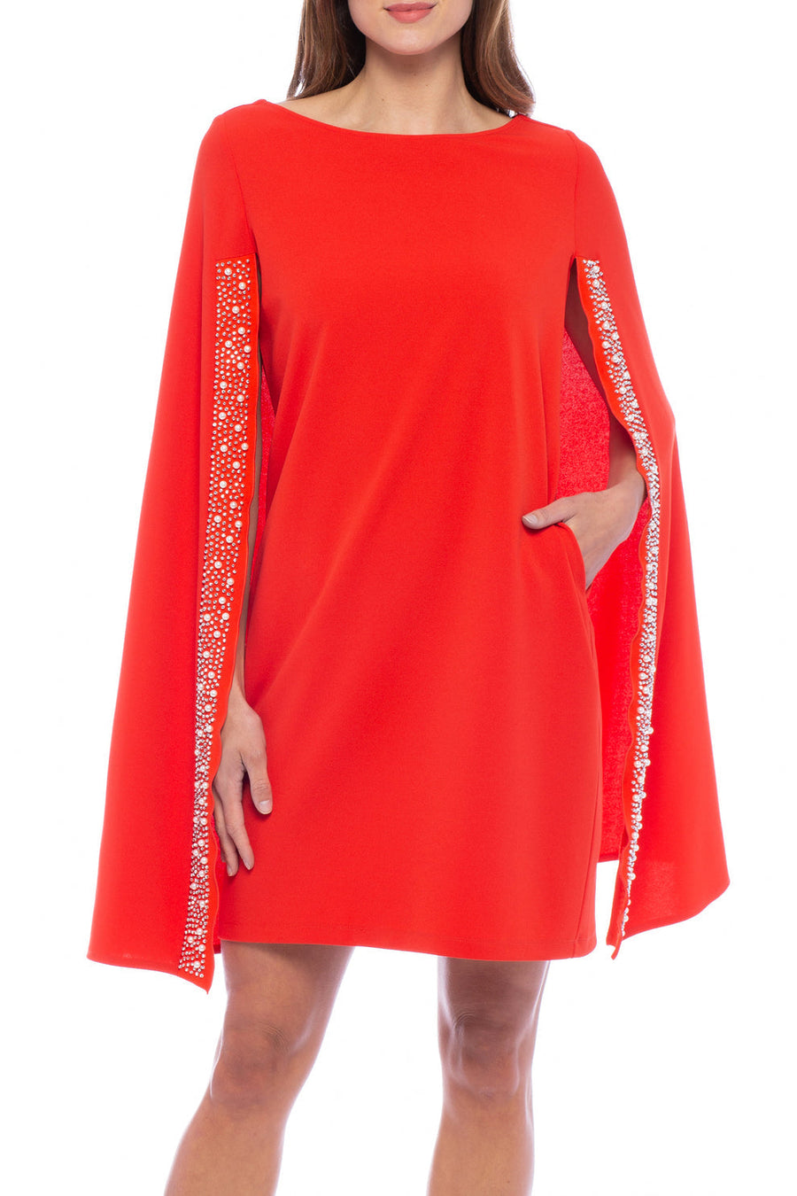 Cocktail Dresses Short Cocktail Cape Mini Dress Red
