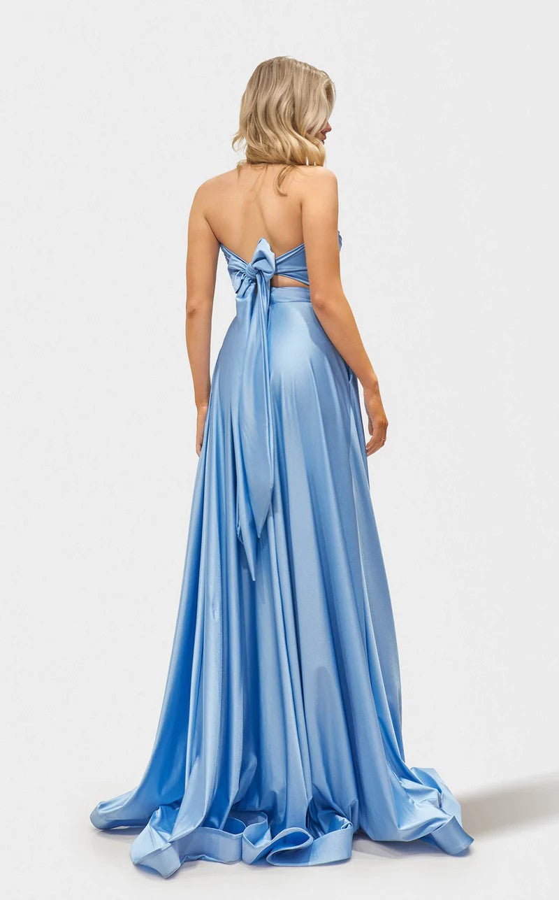 Prom Dresses Long Formal A Line Slit Pocket Prom Dress Light Blue