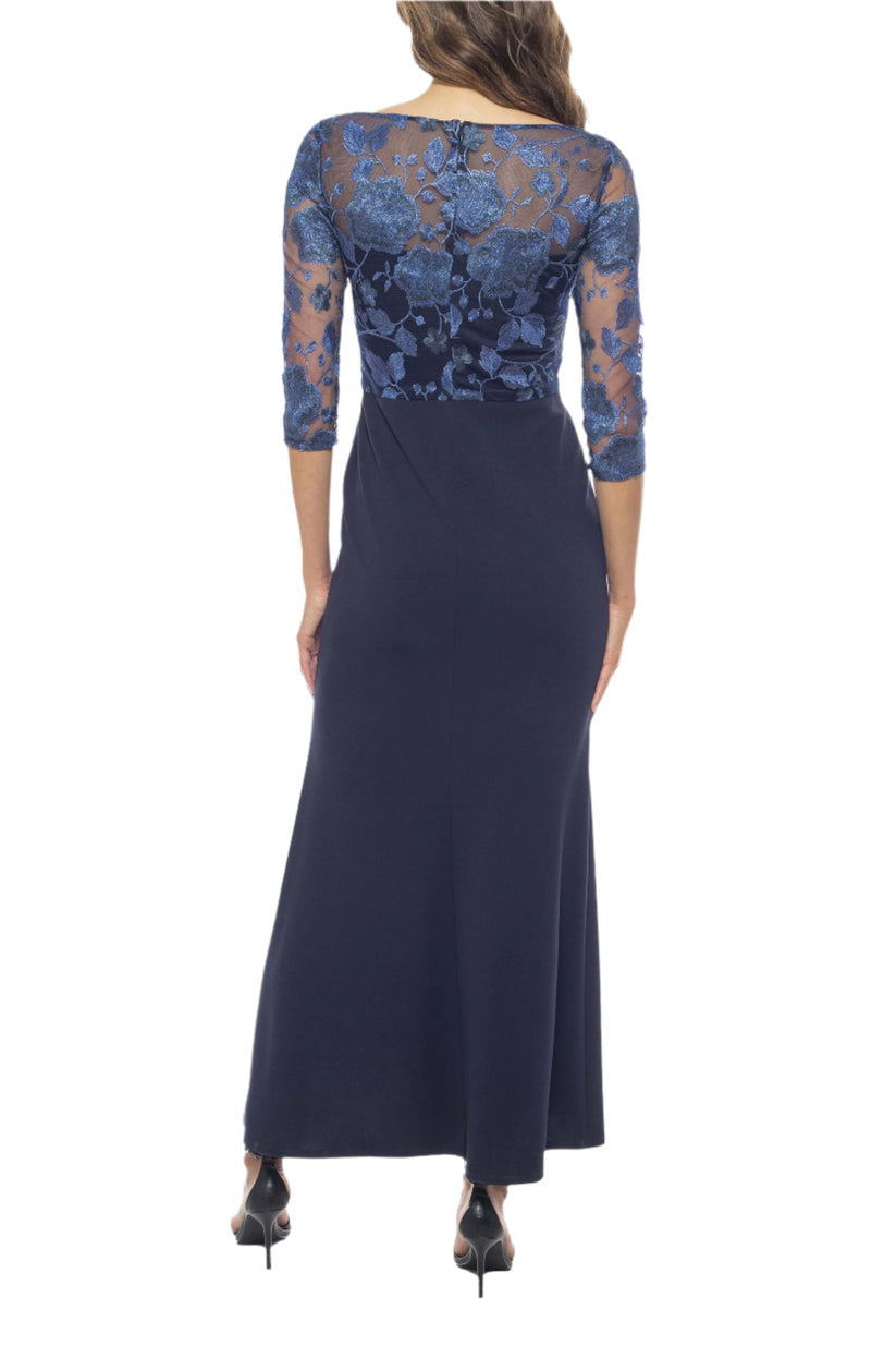 Navy Dresses Ruffle Slit Tea Length Cocktail Dress Periwinkle Navy
