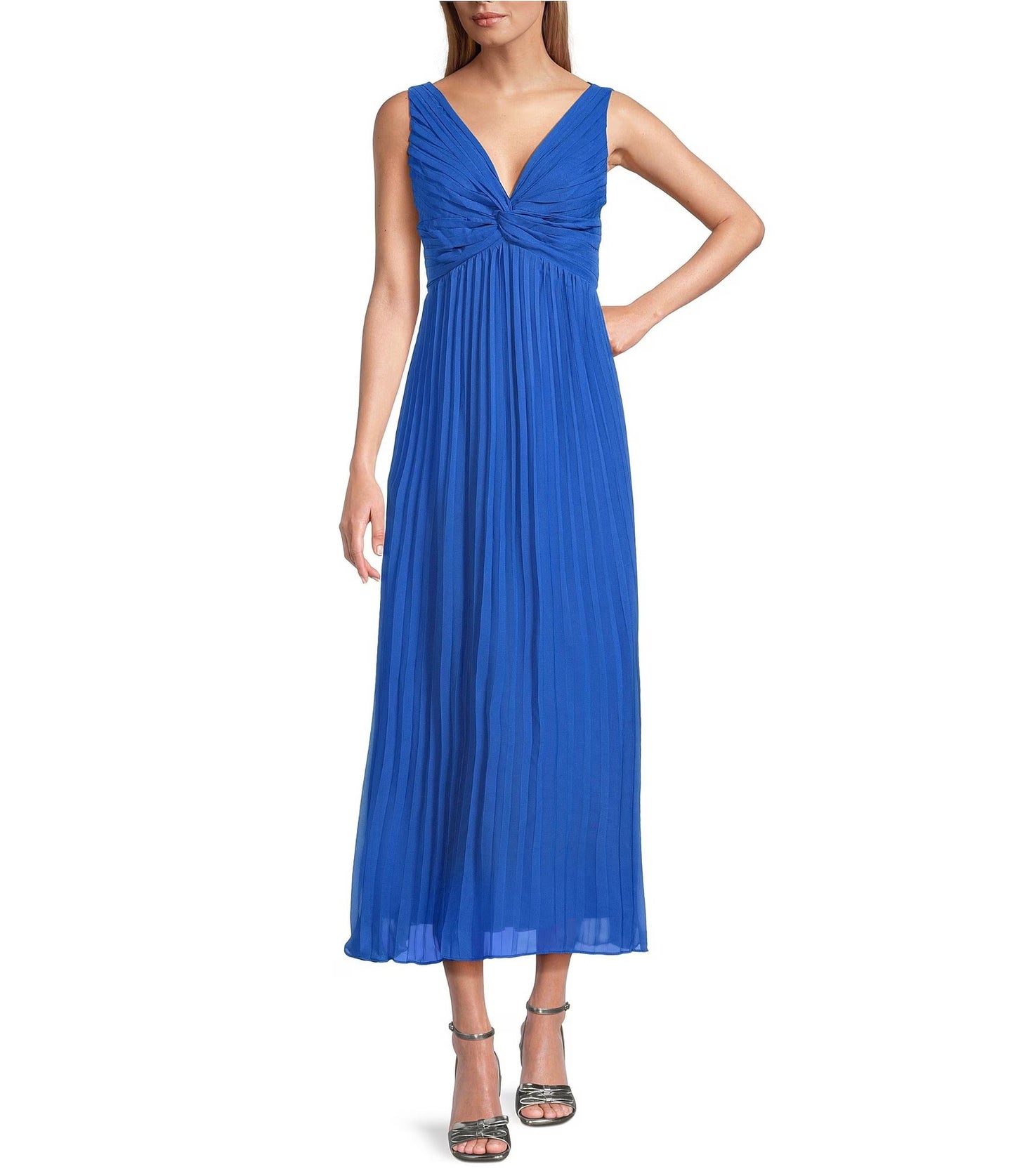 Cocktail Dresses Pleated A Line Midi Cocktail Dress Royal