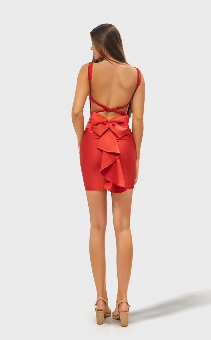 Cocktail Dresses Short Fitted Mini Cocktail Dress Dark Orange