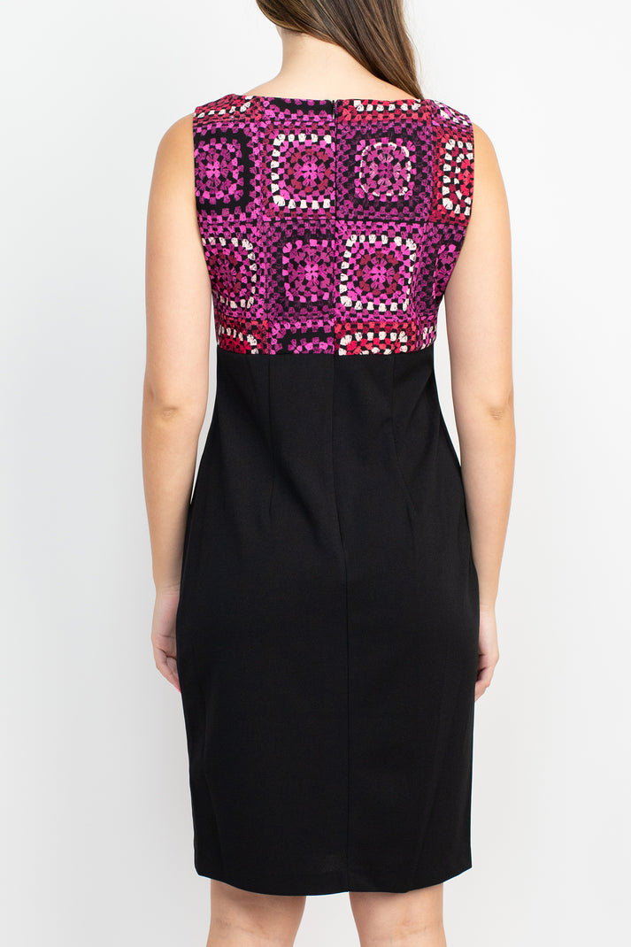 Cocktail Dresses Printed Short Cocktail Jacket Dress Black Fuchsia