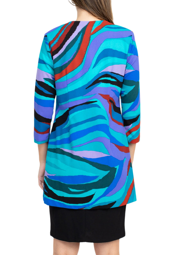 Cocktail Dresses Short Cocktail Multi Print Fitted Jacket Dress Black Teal