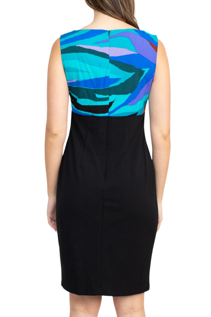 Cocktail Dresses Short Cocktail Multi Print Fitted Jacket Dress Black Teal