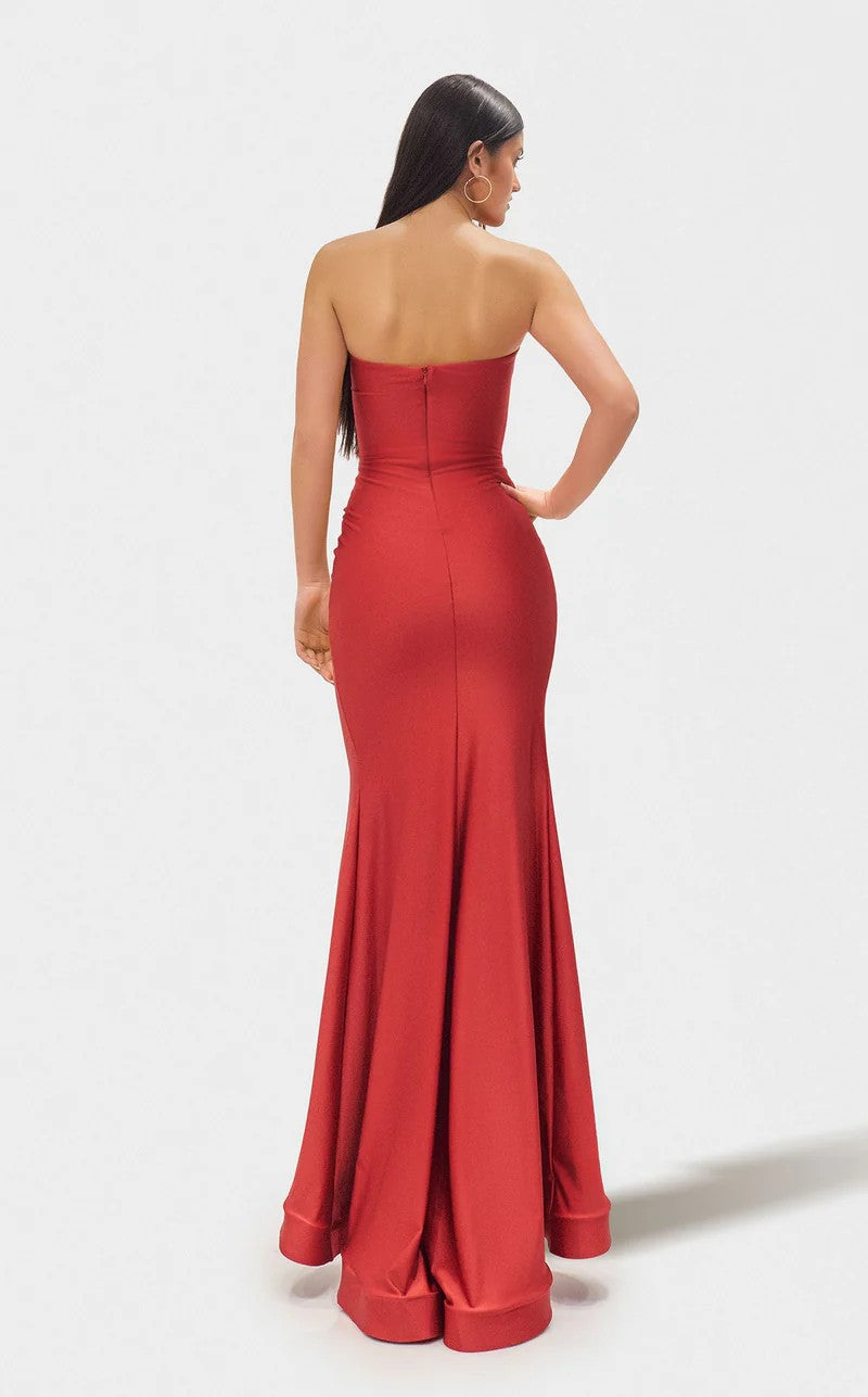 Prom Dresses Beaded Slit Long Formal Evening Prom Dress Dark Orange