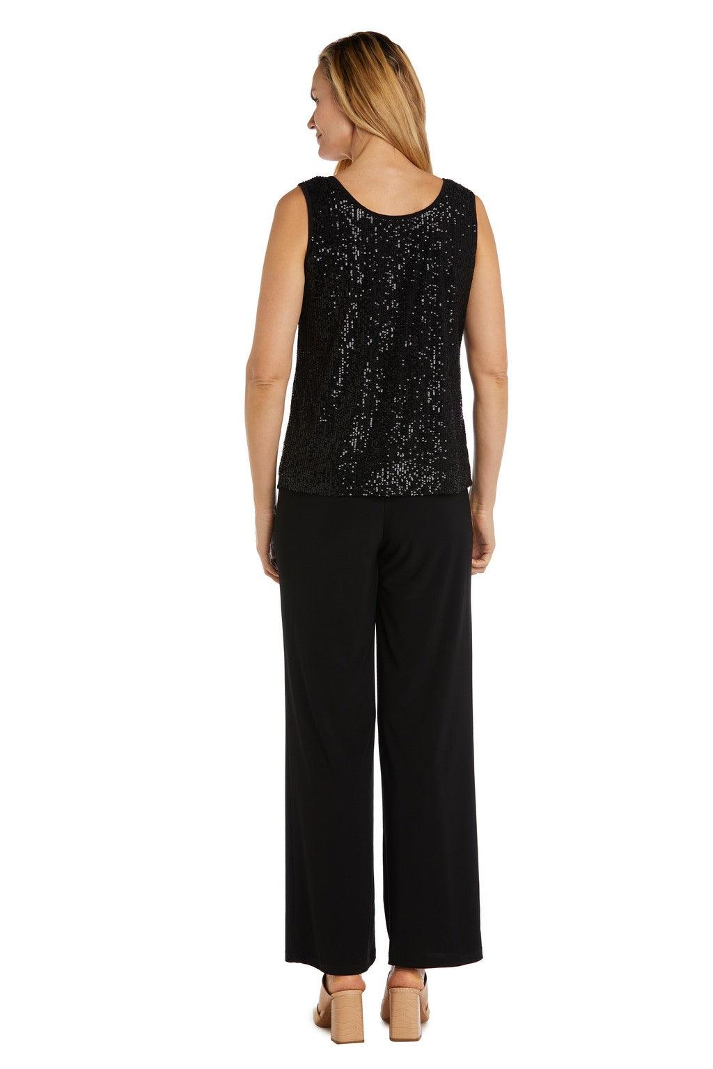 Pant Suit Long Formal Sequined Pant Suit Black
