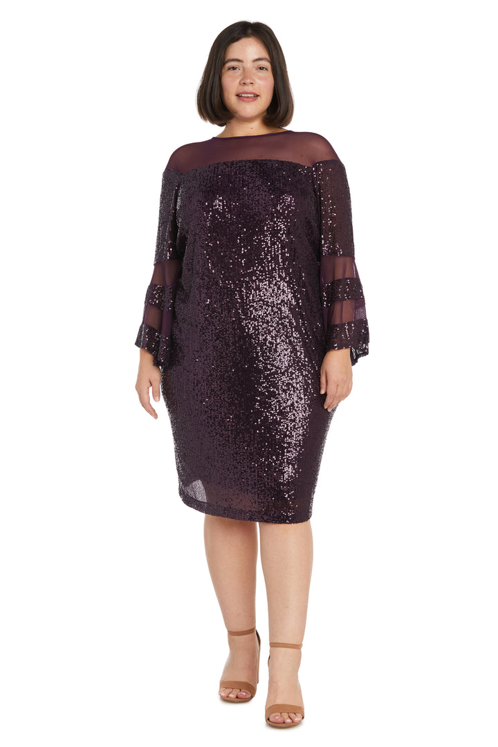 Plus Size Dresses Sequin Long Sleeve Plus Size Mother of the Bride Dress Plum