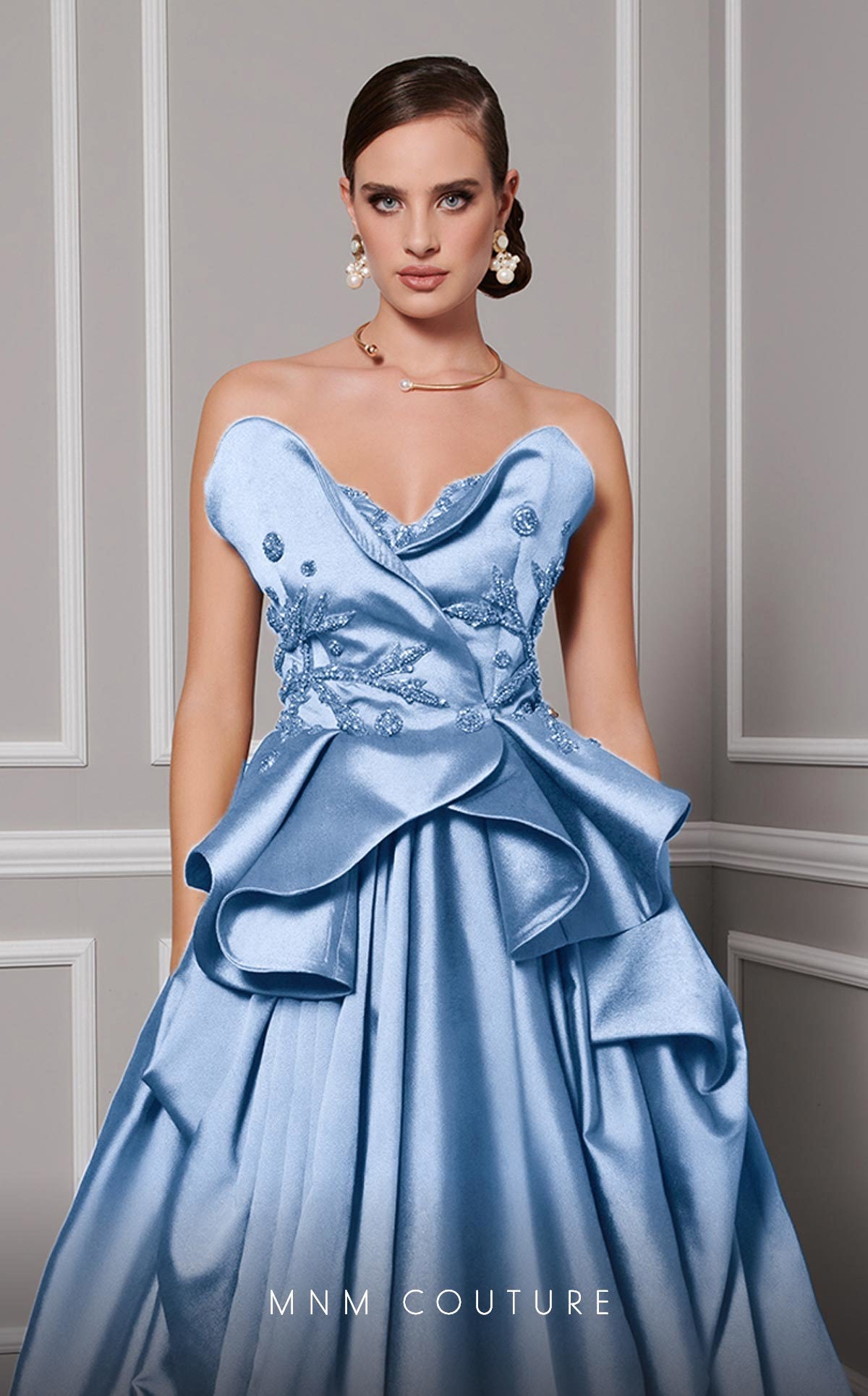 Prom Dresses A Line Long Formal Beaded Prom Dress Ice Blue