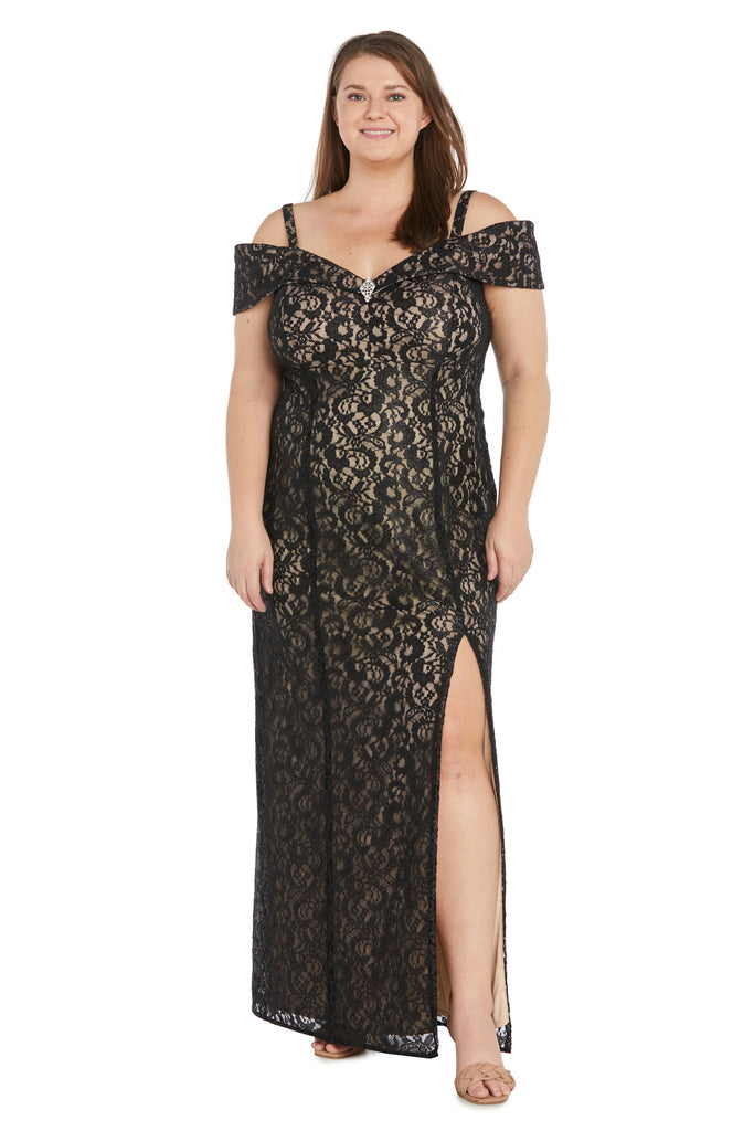 Plus Size Dresses Long Mother of the Bride Plus Size Formal Dress Black/Nude