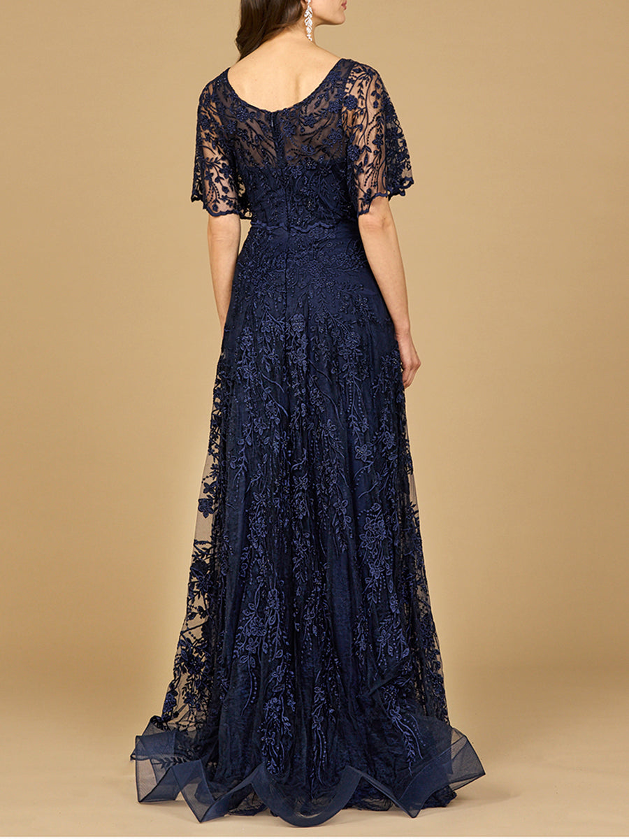 Formal Dresses Long Lace Formal A Line Dress Navy