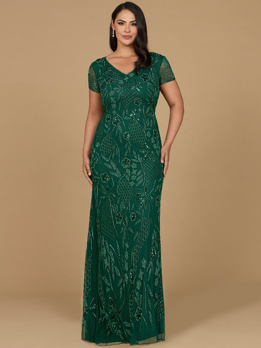 Formal Dresses Long Formal Floral Beaded Evening Dress Dark Green