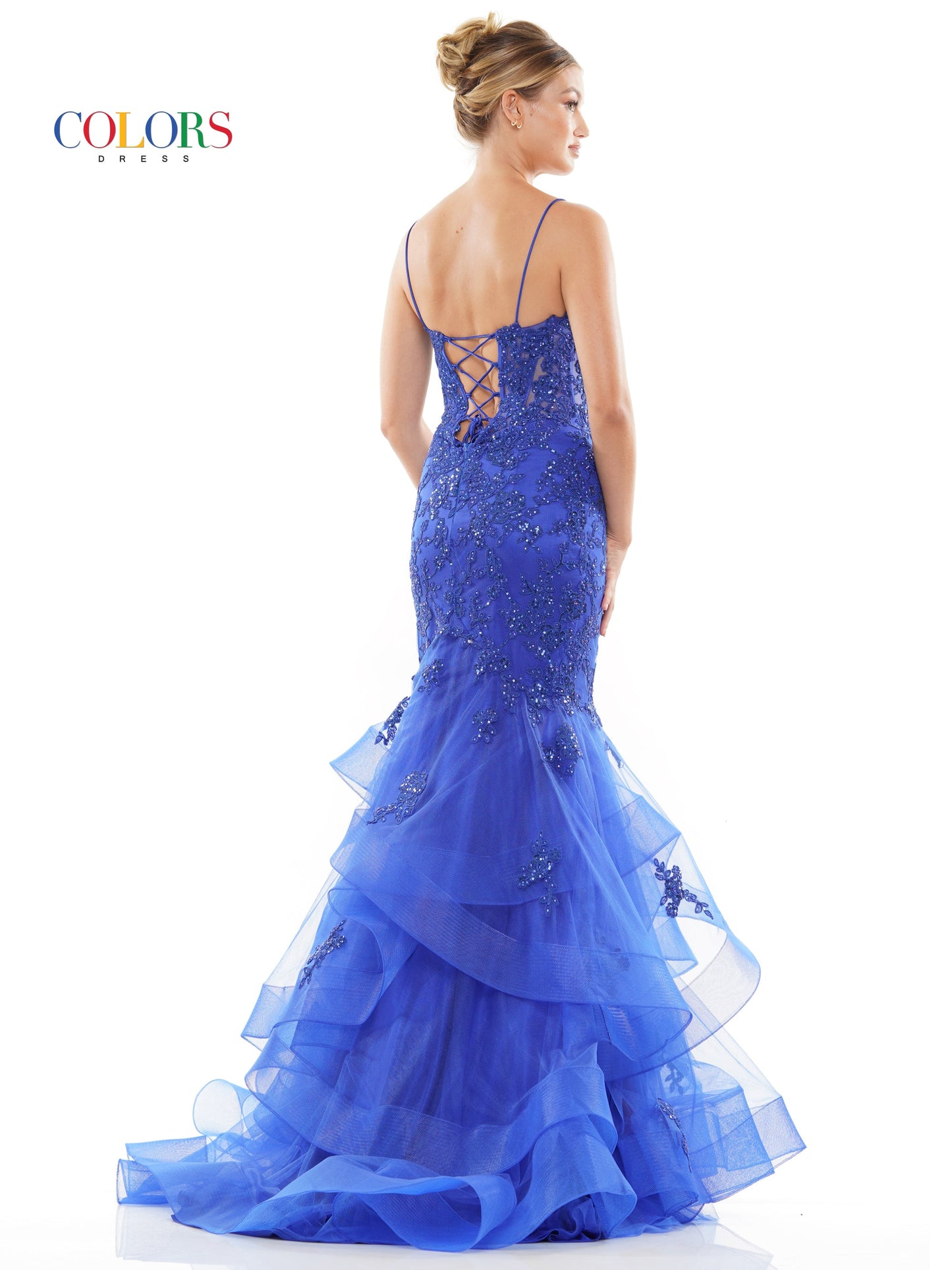 فستان سهرة طويل بحمالات رفيعة، ألوان 2899