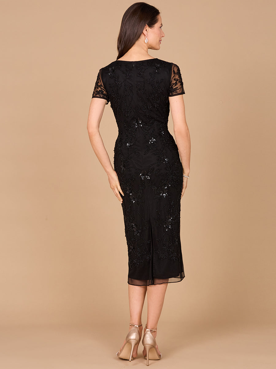 Cocktail Dresses Beaded Short Cocktail Midi Dress Black